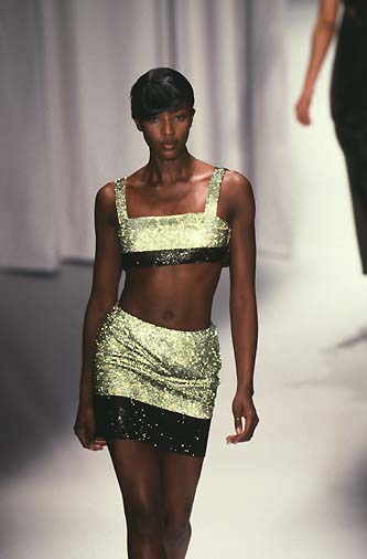 Versace Fall 1997 Oroton Chainmail Black & Gold Mini Skirt