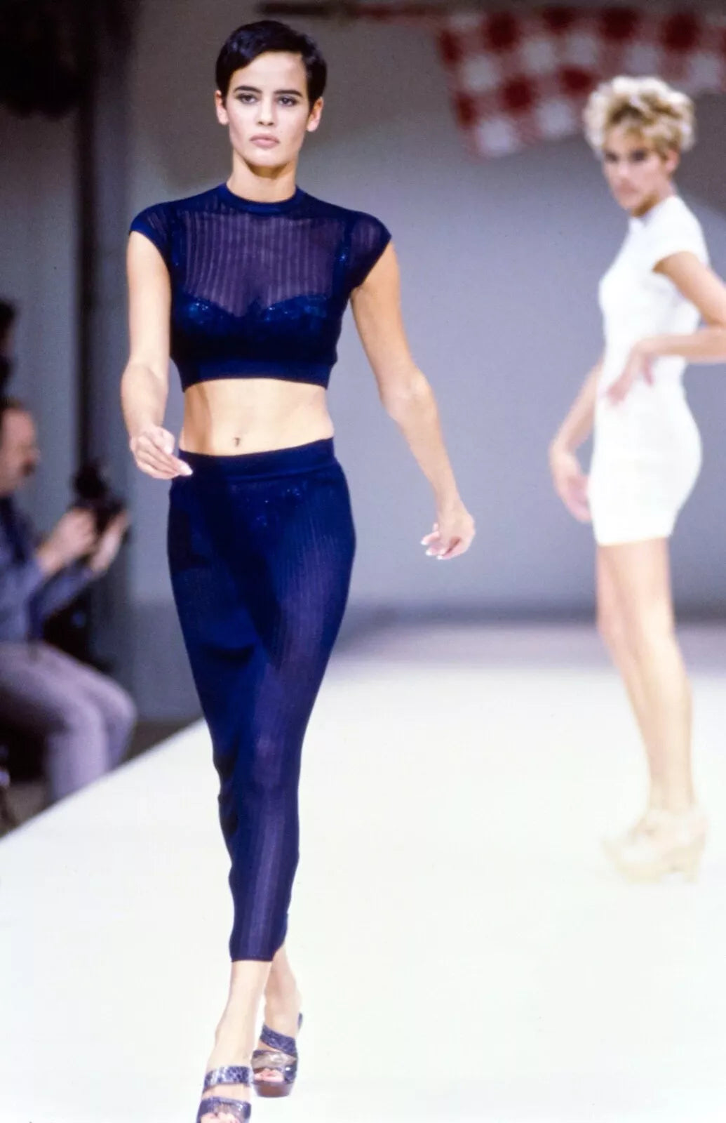 Azzedine Alaïa Spring 1991 Runway Grey Sheer Knit Maxi Skirt