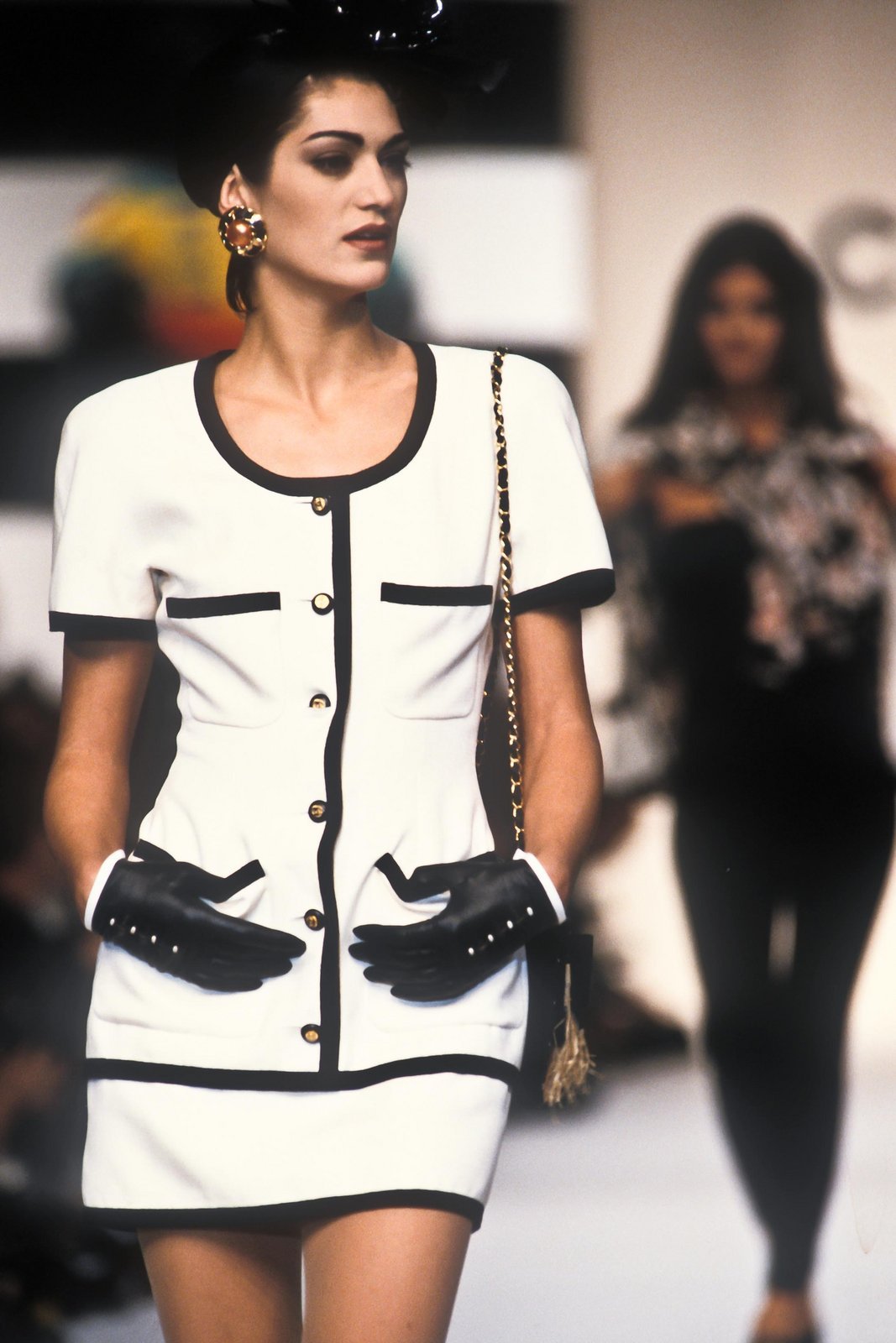 Chanel Spring 1991 Pink & Black Jacket & Skirt Suit Set