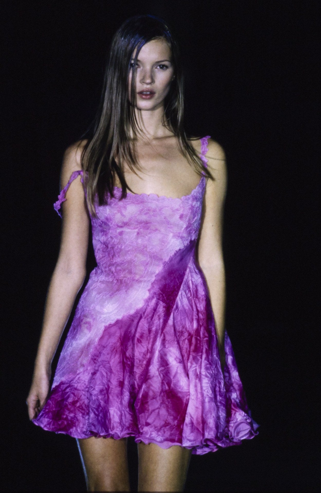 Versace Spring 1994 Runway Pink Silk & Lace Dress