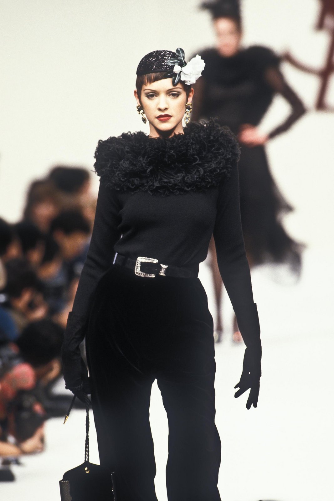 Yves Saint Laurent Fall 1993 Ostrich Feather Sweater Top