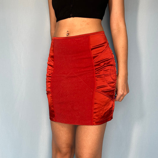 Jean Paul Gaultier Red Satin Detail Lingerie Style Skirt