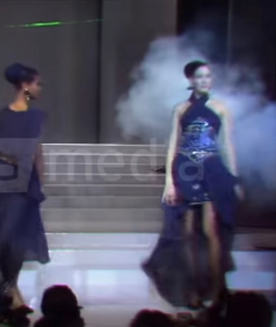 Karl Lagerfeld Fall 1987 Runway Silk Chiffon Embellished Two Piece Set