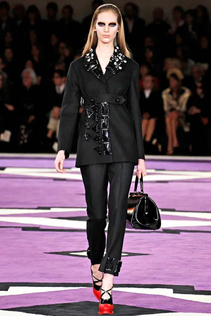 Prada Fall 2012 Runway Black Leather Red Rubber Dipped Platform Heels