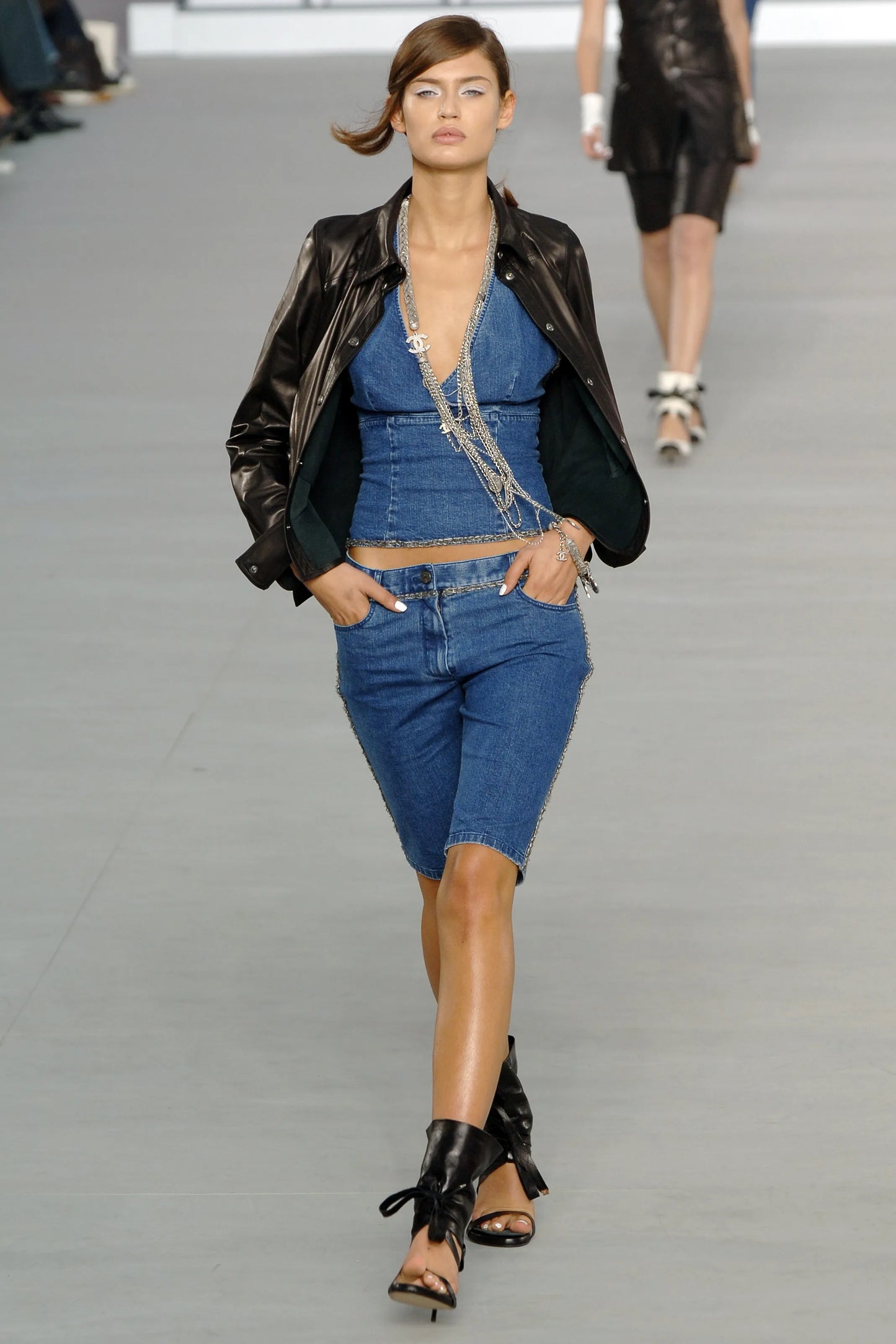 Chanel Spring 2006 Runway Chain Trim Denim Jorts