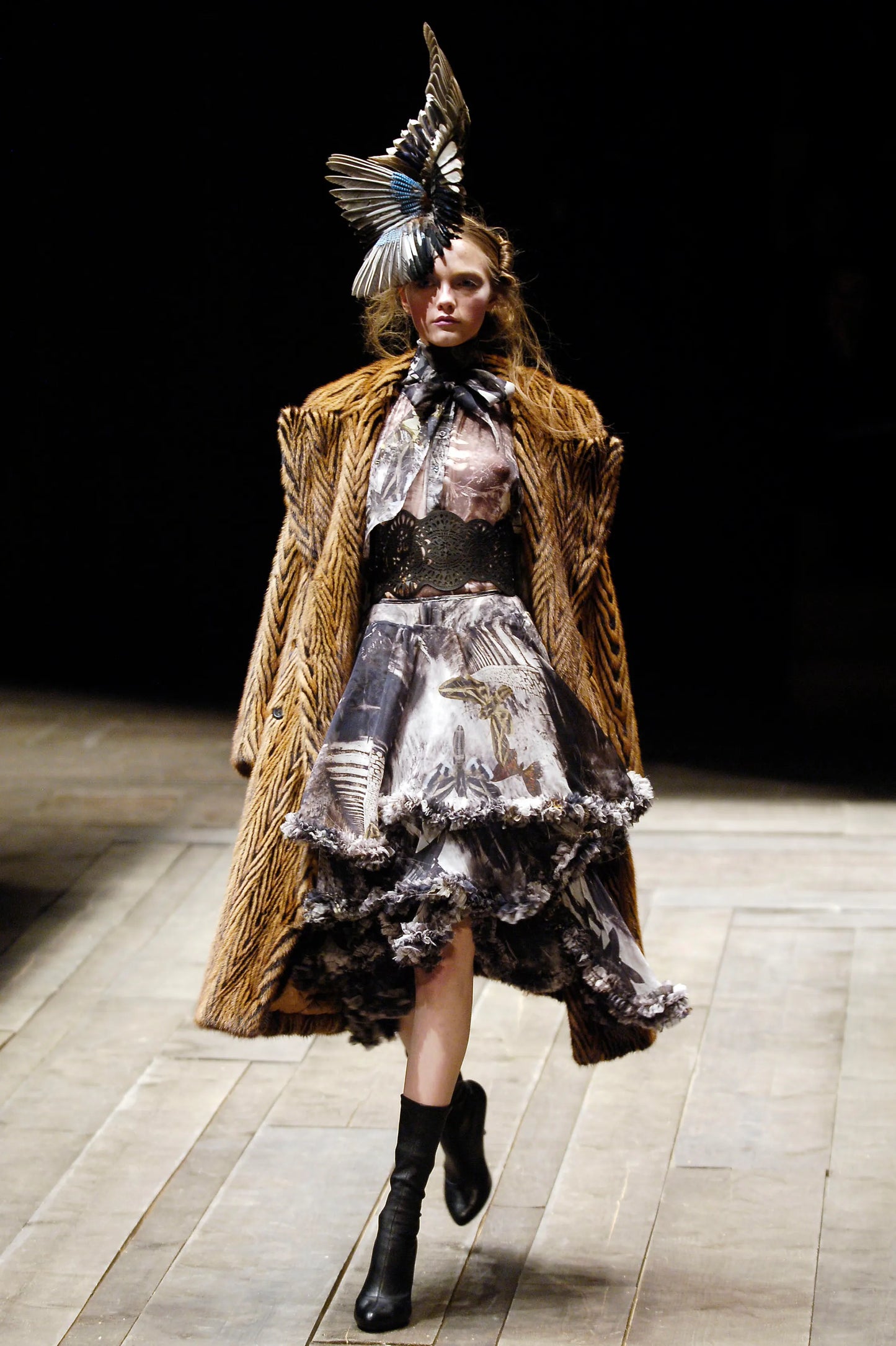 Alexander McQueen Fall 2006 Grey Silk Chiffon Layered Ruffle Gown