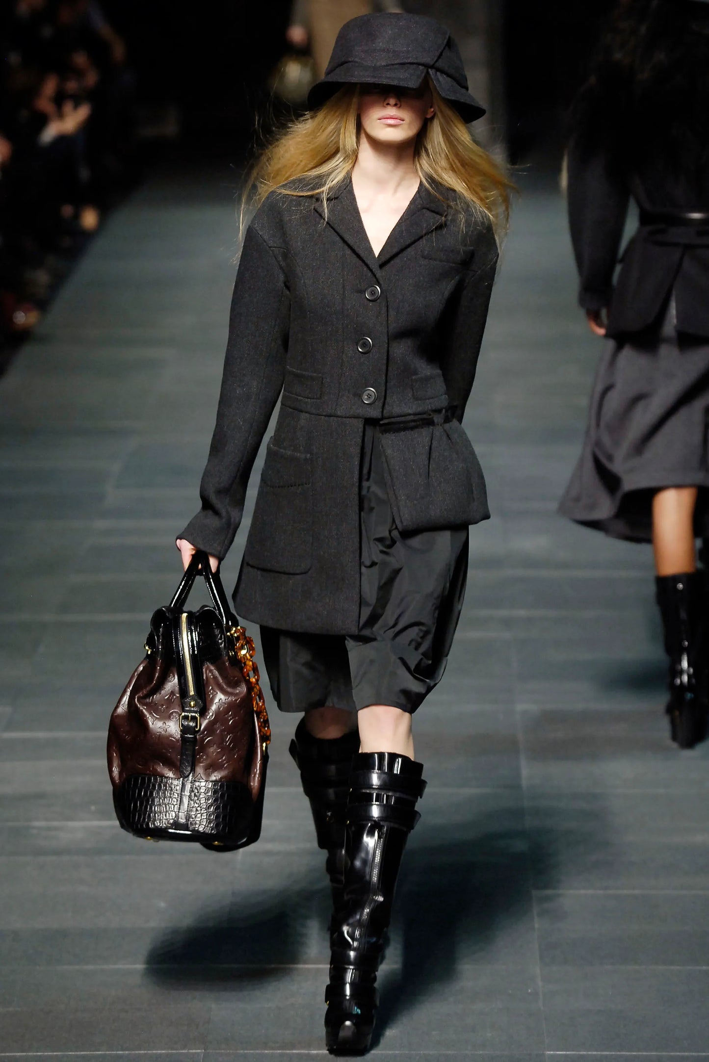 Louis Vuitton Fall 2006 Embossed Brown Leather Monogram Stephen Boston Bag