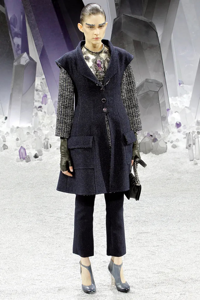 Chanel Fall 2012 Runway CC Charm Black Long Fingerless Leather Gloves