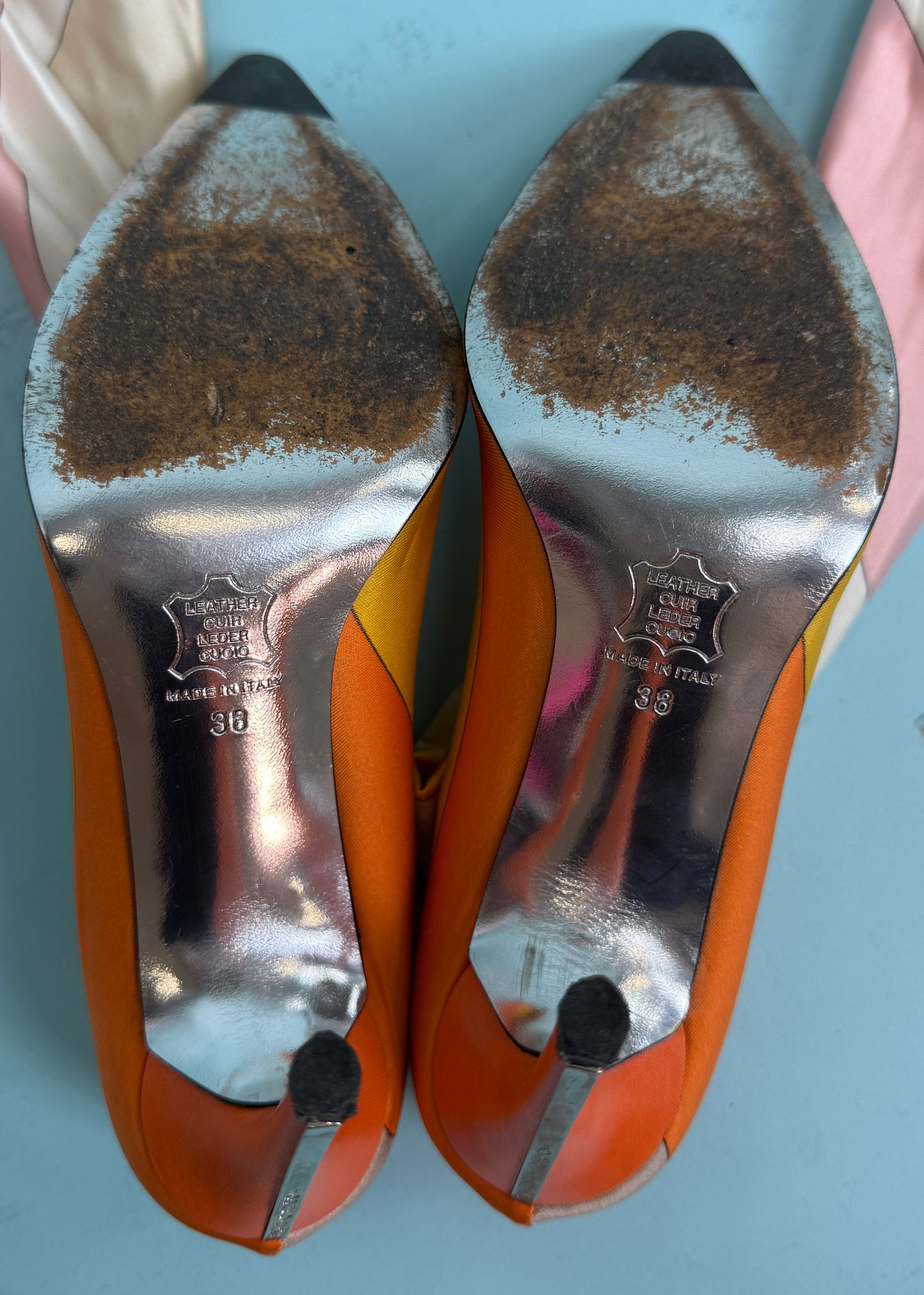 Emilio Pucci Orange & Pink Printed Sock Thigh High Boots