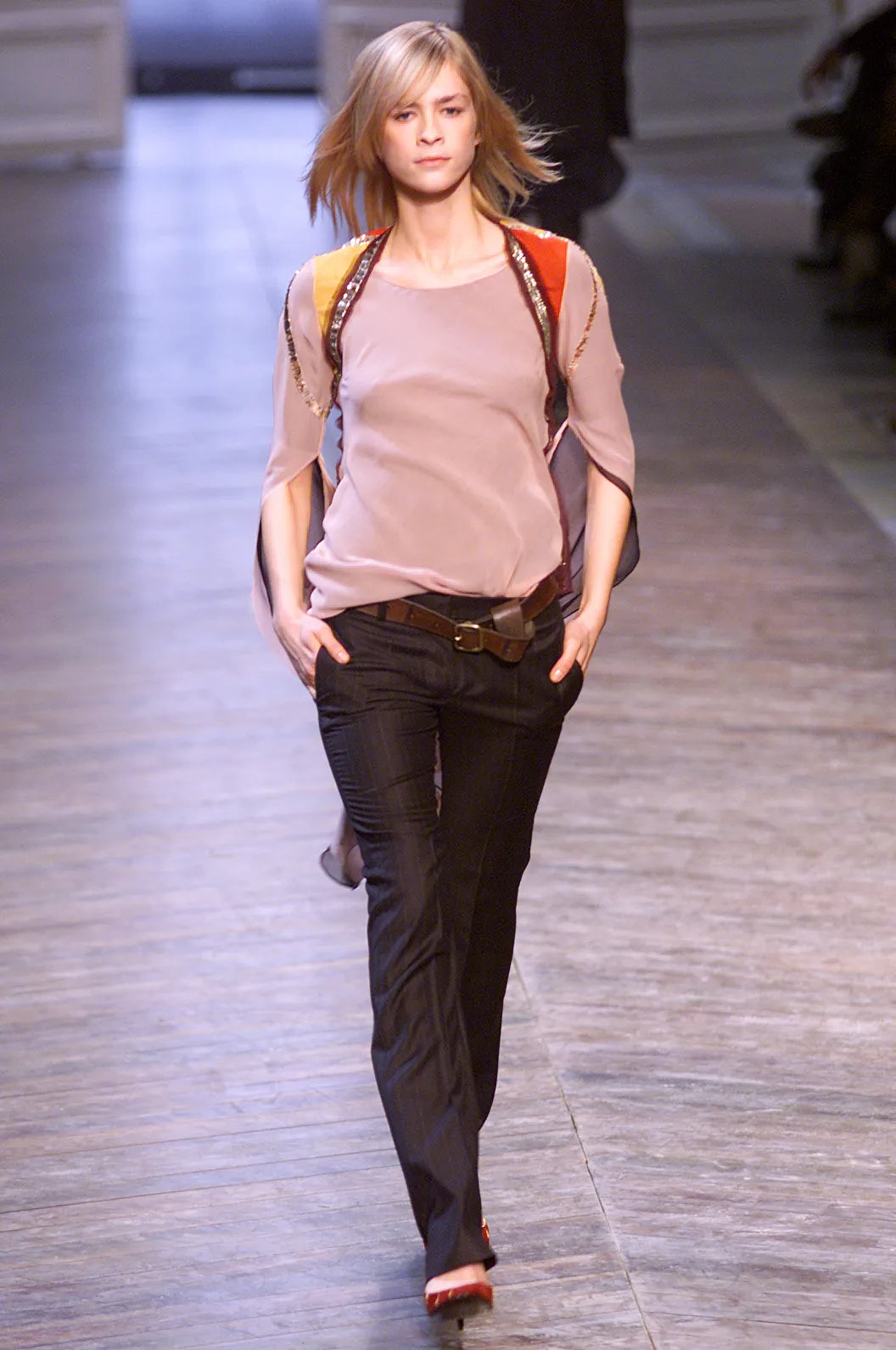 Chloé Fall 2002 Runway Pink Silk Embellished Top