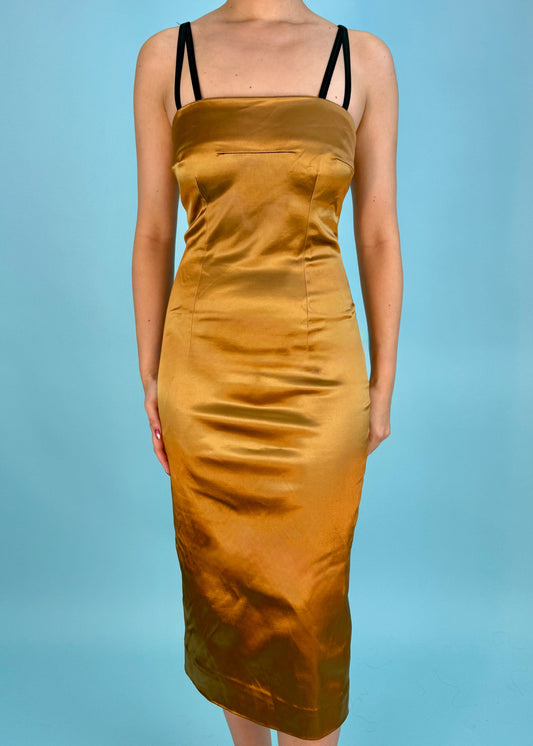 Dolce & Gabbana Fall 1998 Runway Metallic Bronze Dress