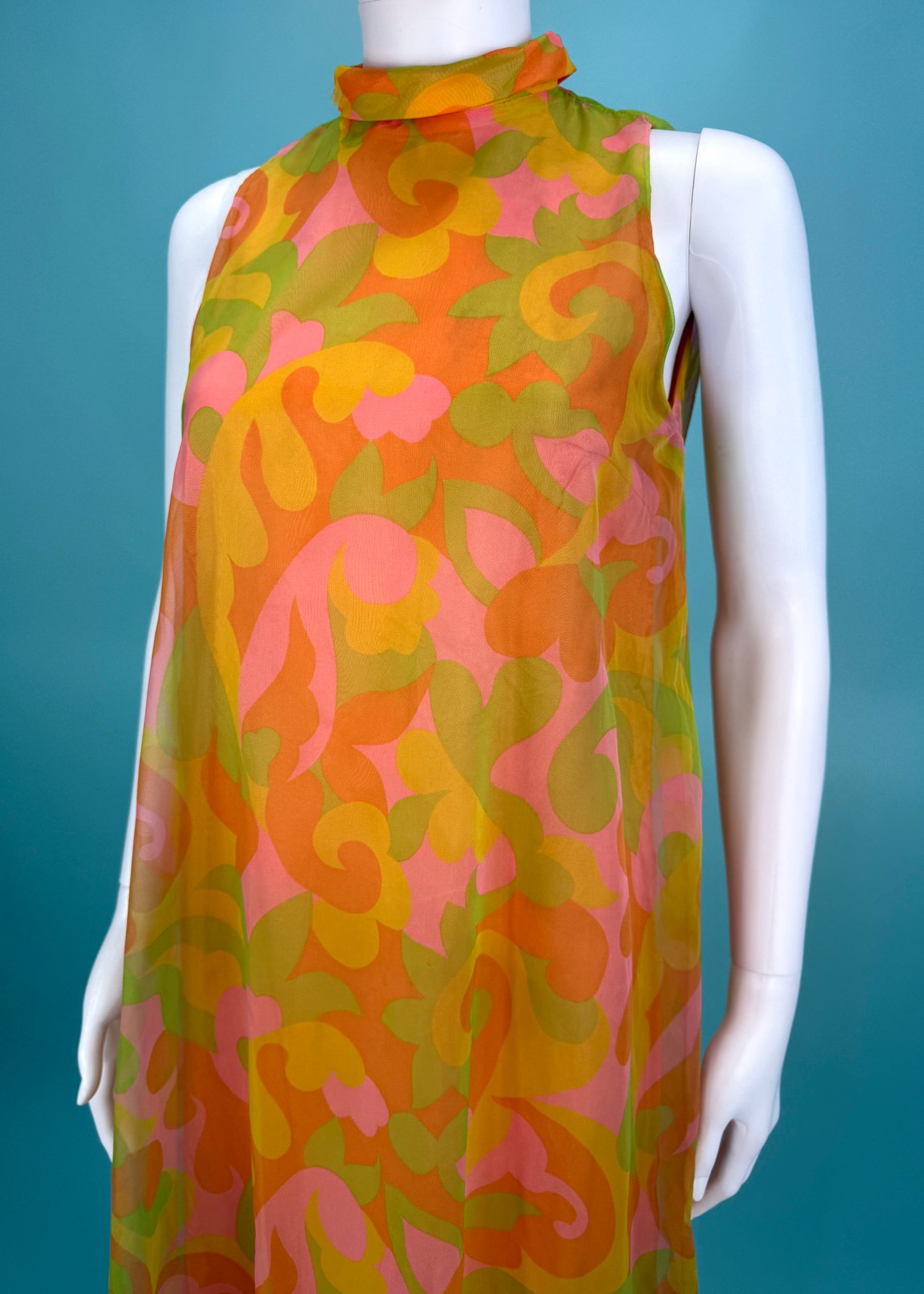 1960’s Psychadelic Swirl Trapeze Maxi Dress