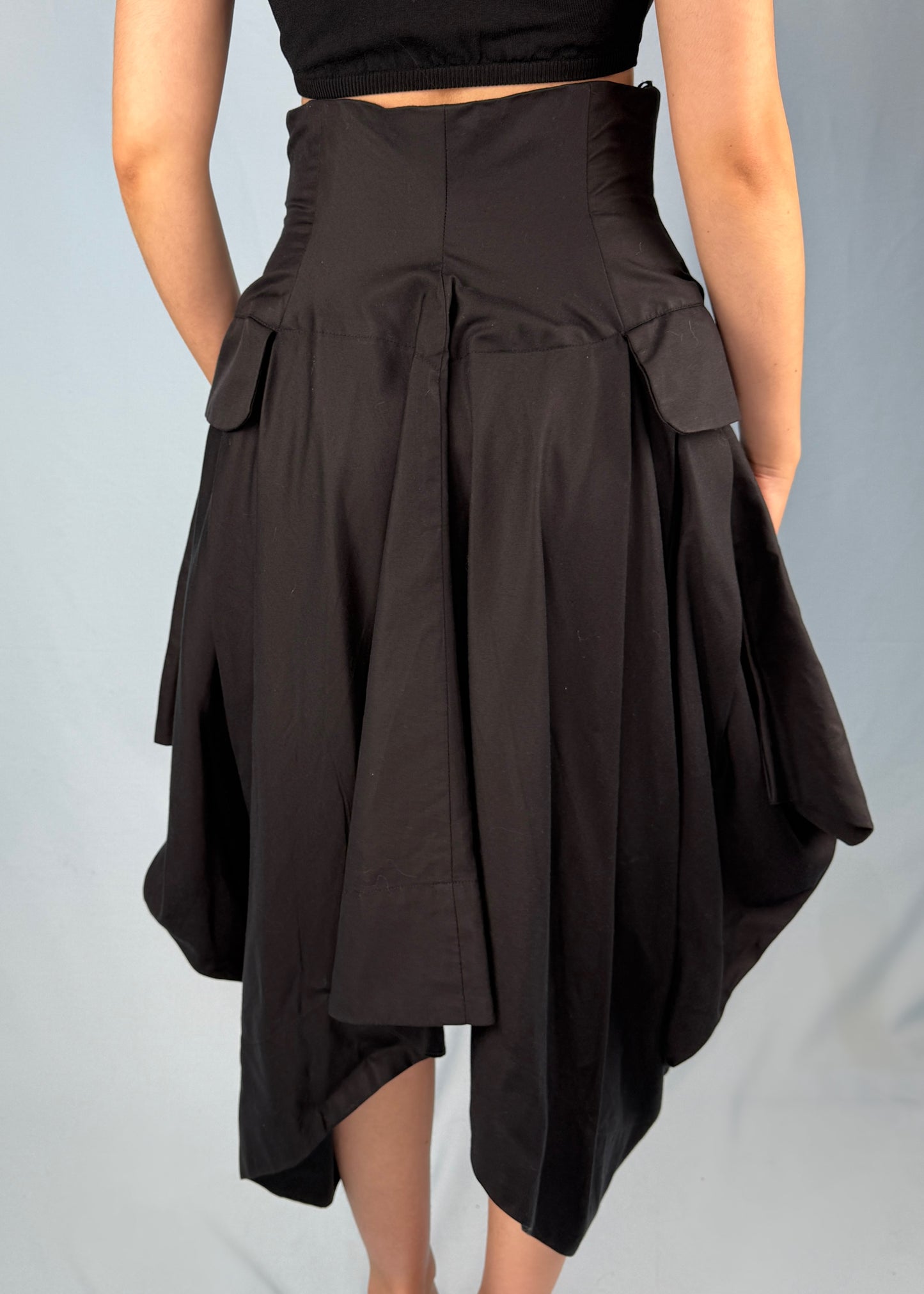 John Galliano Spring 1987 Runway Black Draped Pannier Skirt