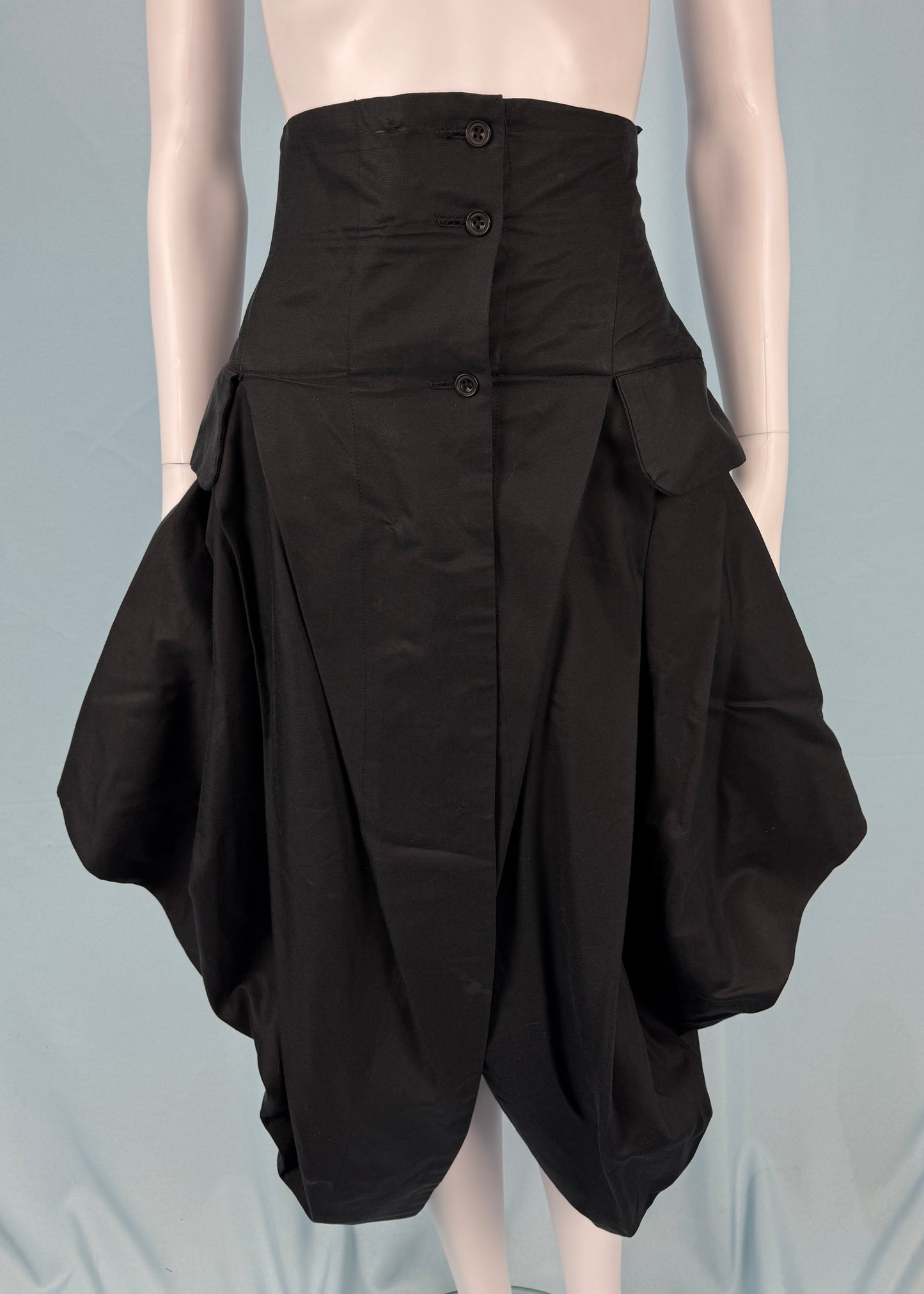 John Galliano Spring 1987 Runway Black Draped Pannier Skirt
