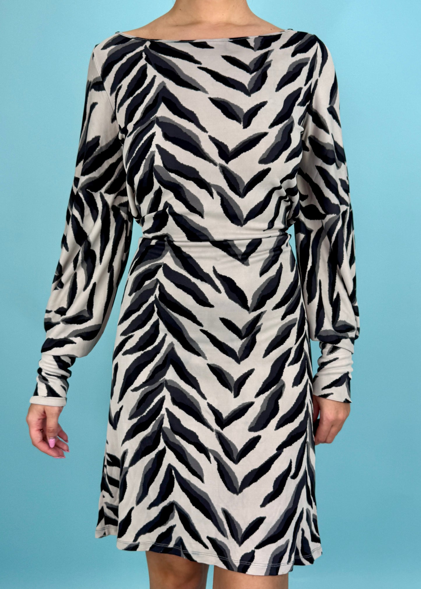 Valentino Abstract Zebra Print Belted Dress