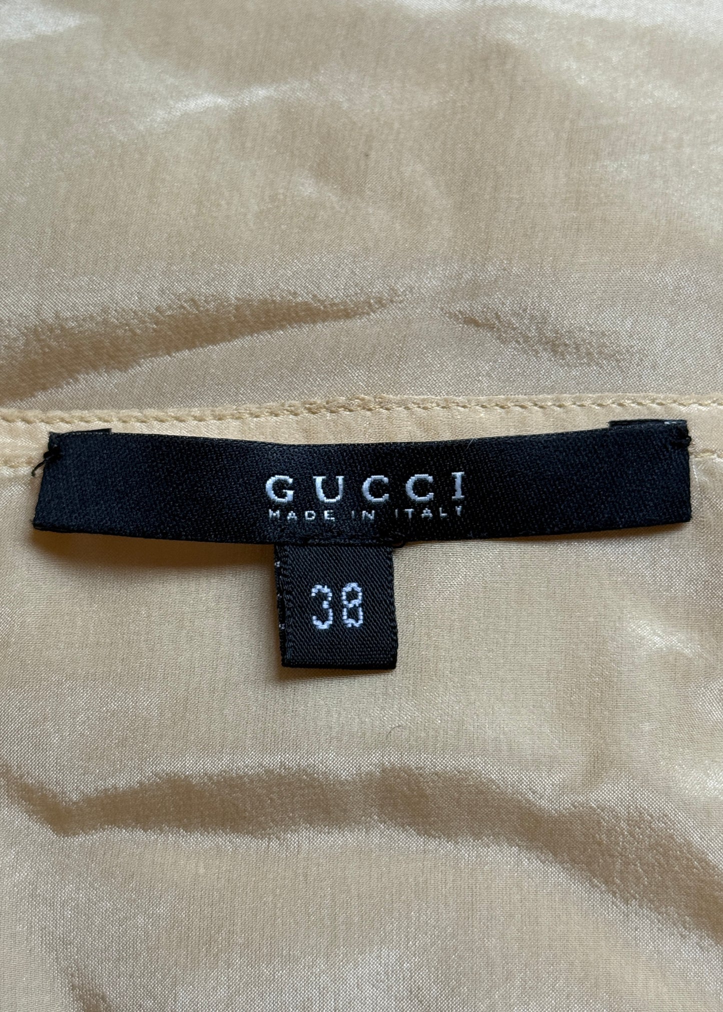 Gucci Spring 2005 Cream Tassel Open Front Silk Blouse Top