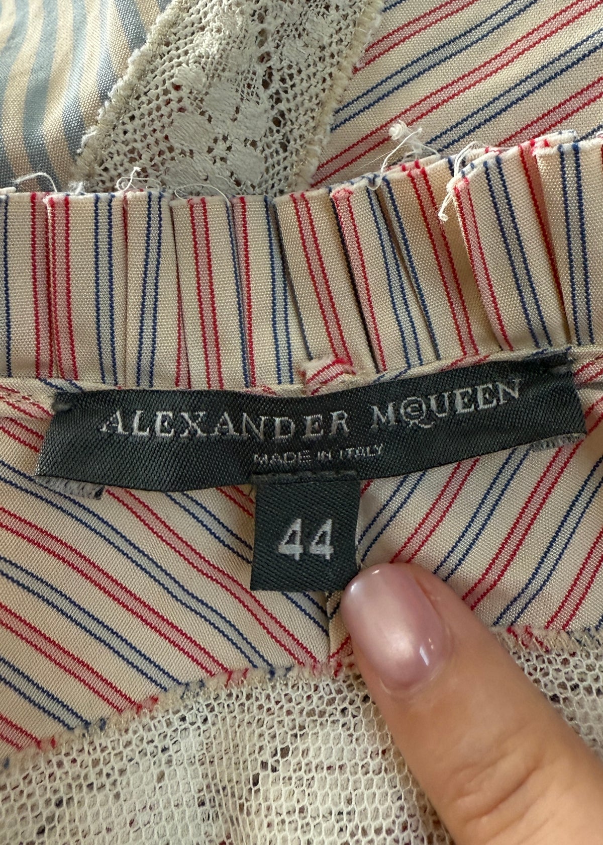 Alexander McQueen Spring 2005 Pinstripe Ruffle Top