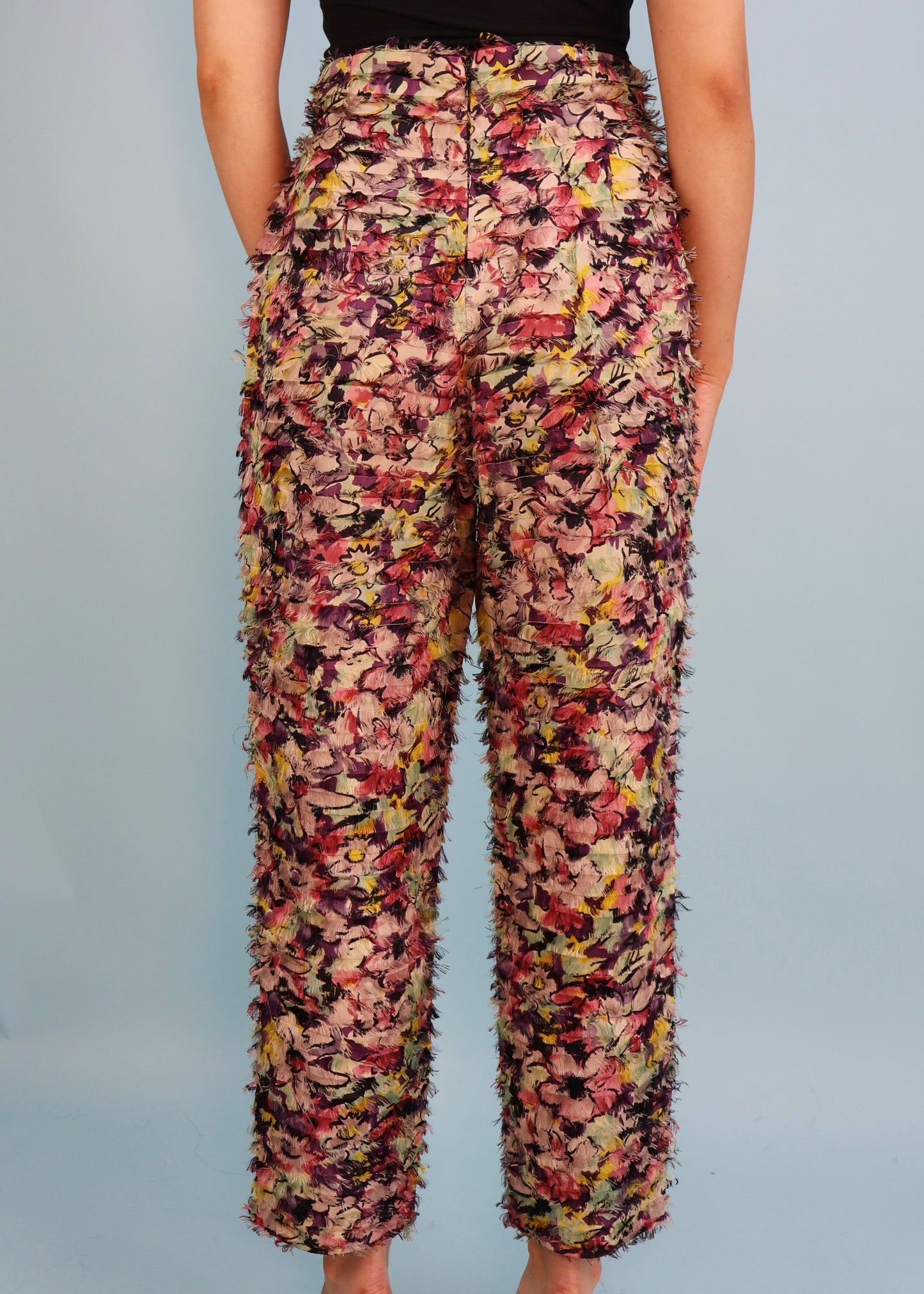 Jean Paul Gaultier Floral Silk Frayed Effect Pants