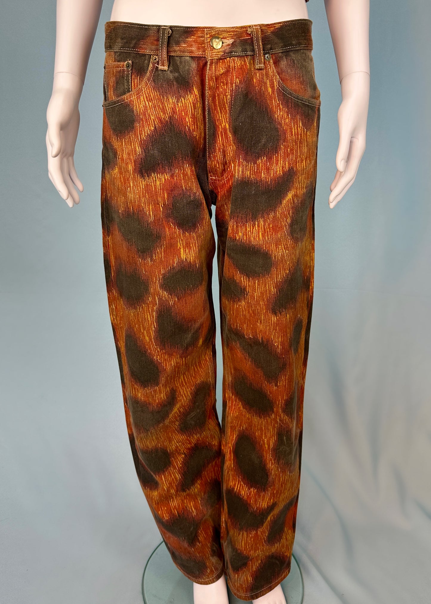 Vivienne Westwood Spring 1994 “Cafe Society” Runway Leopard Jeans & T Shirt Set