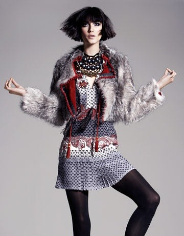 Gucci Fall 2008 Runway Silk Printed Leather Tassel Dress