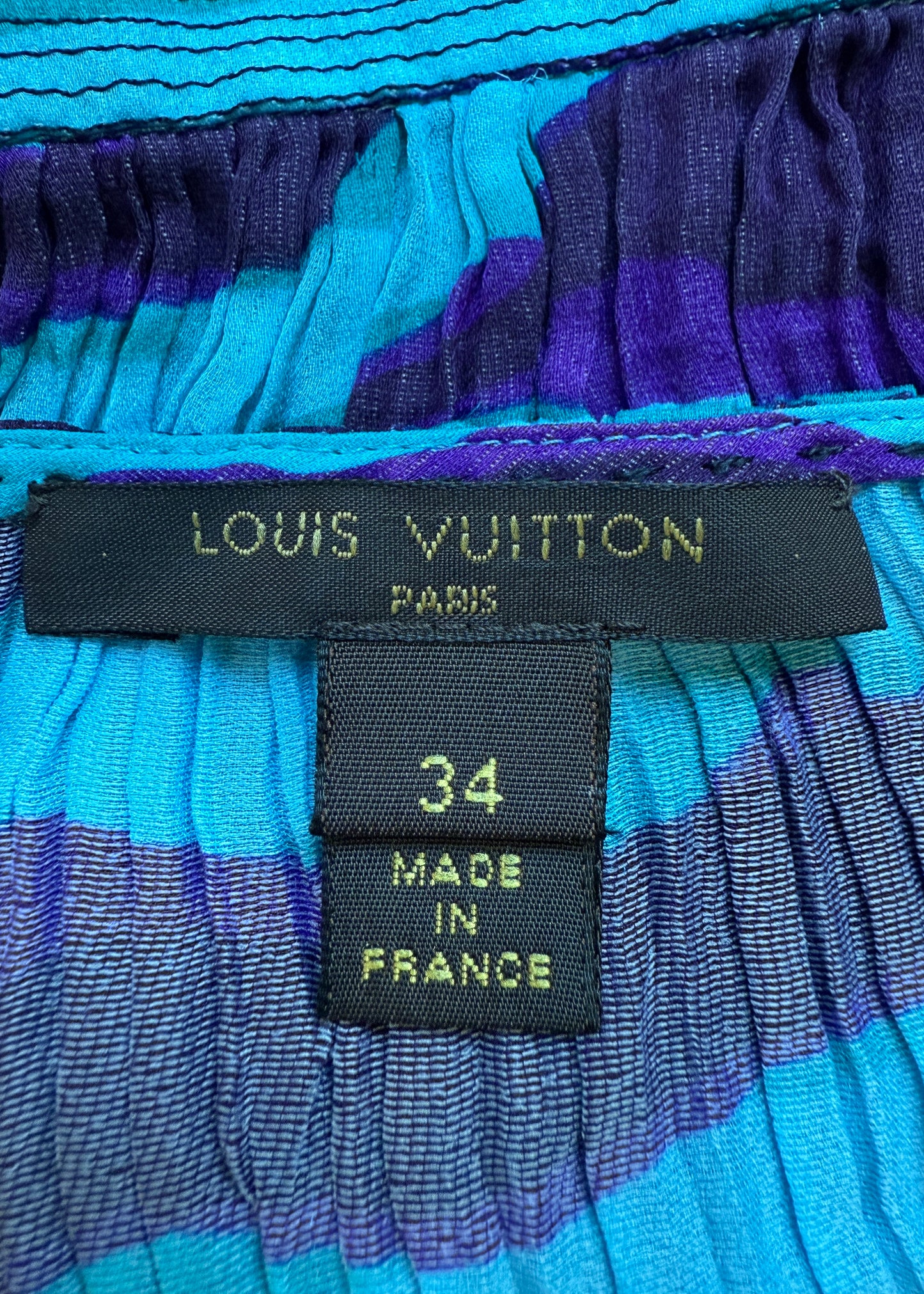 Louis Vuitton Spring 2011 Blue & Purple Zebra Print Pleated Silk Halter Top