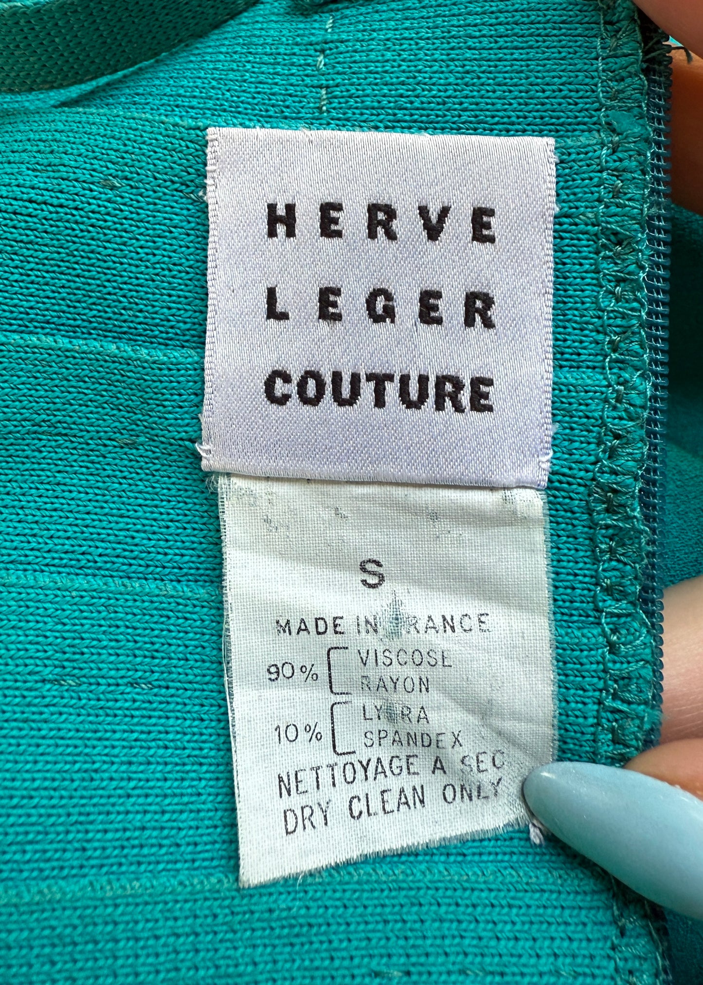 Hervé Léger Couture Spring 1995 Runway Blue Bandage Mini Dress