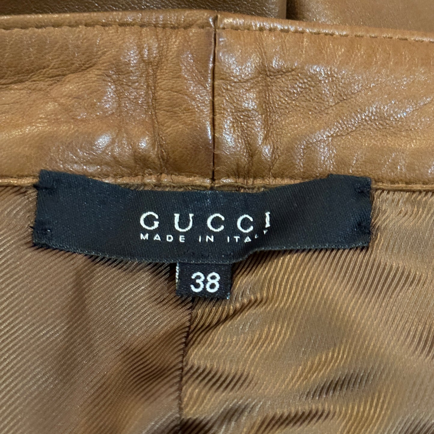 Gucci Brown Leather High Waisted Pants
