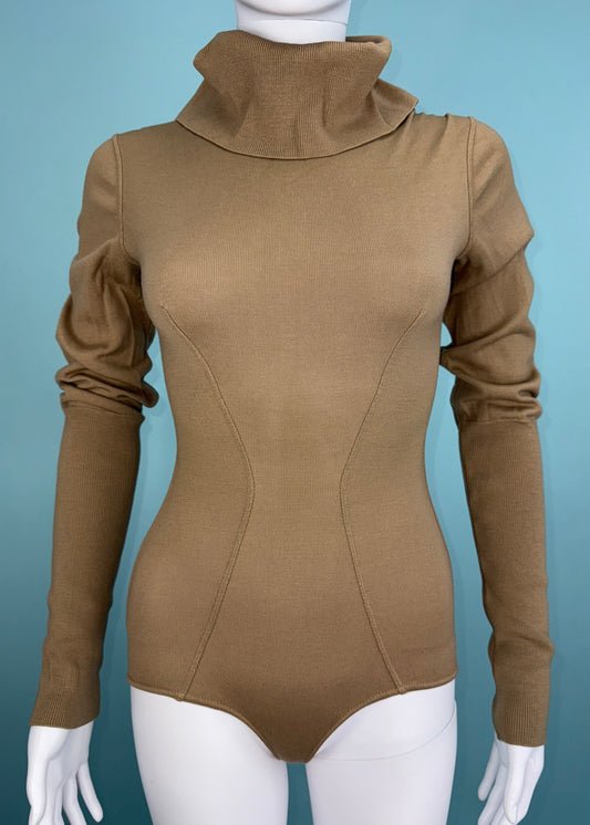 Azzedine Alaïa Fall 1987 Brown High Neck Bodysuit