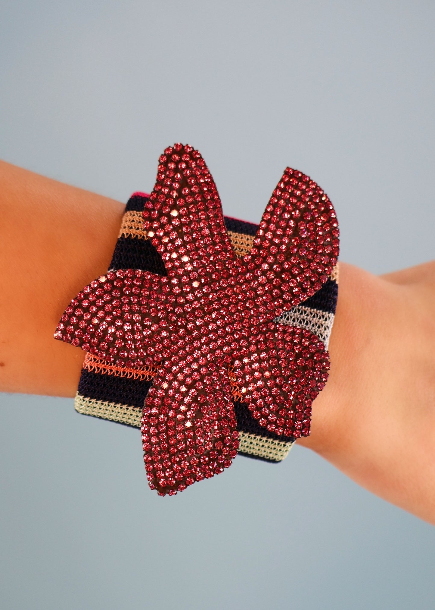 Missoni Spring 2004 Pink Crystal Starfish Striped Cuff Bracelet