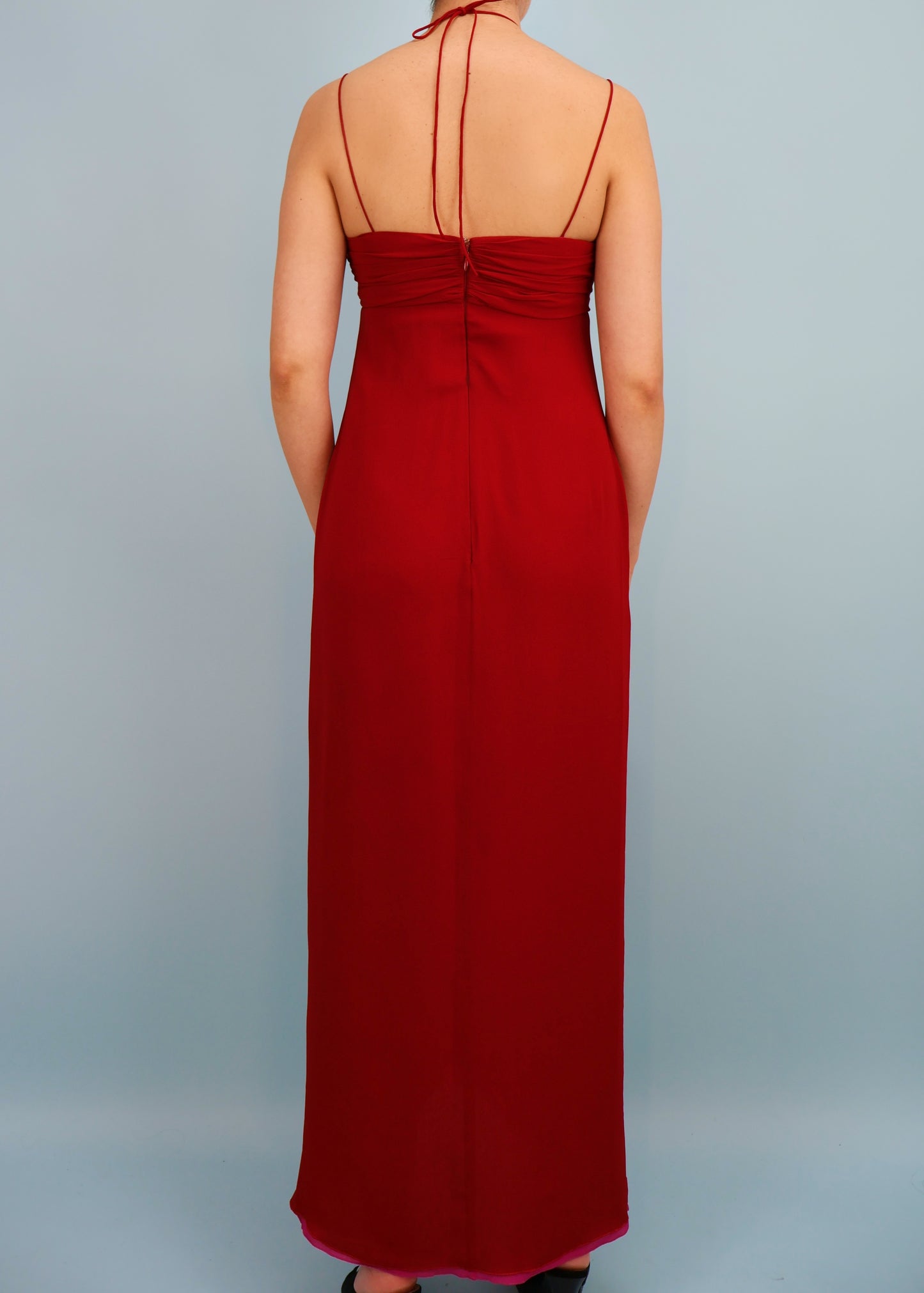 Emanuel Ungaro Red & Pink Silk Chiffon Gown
