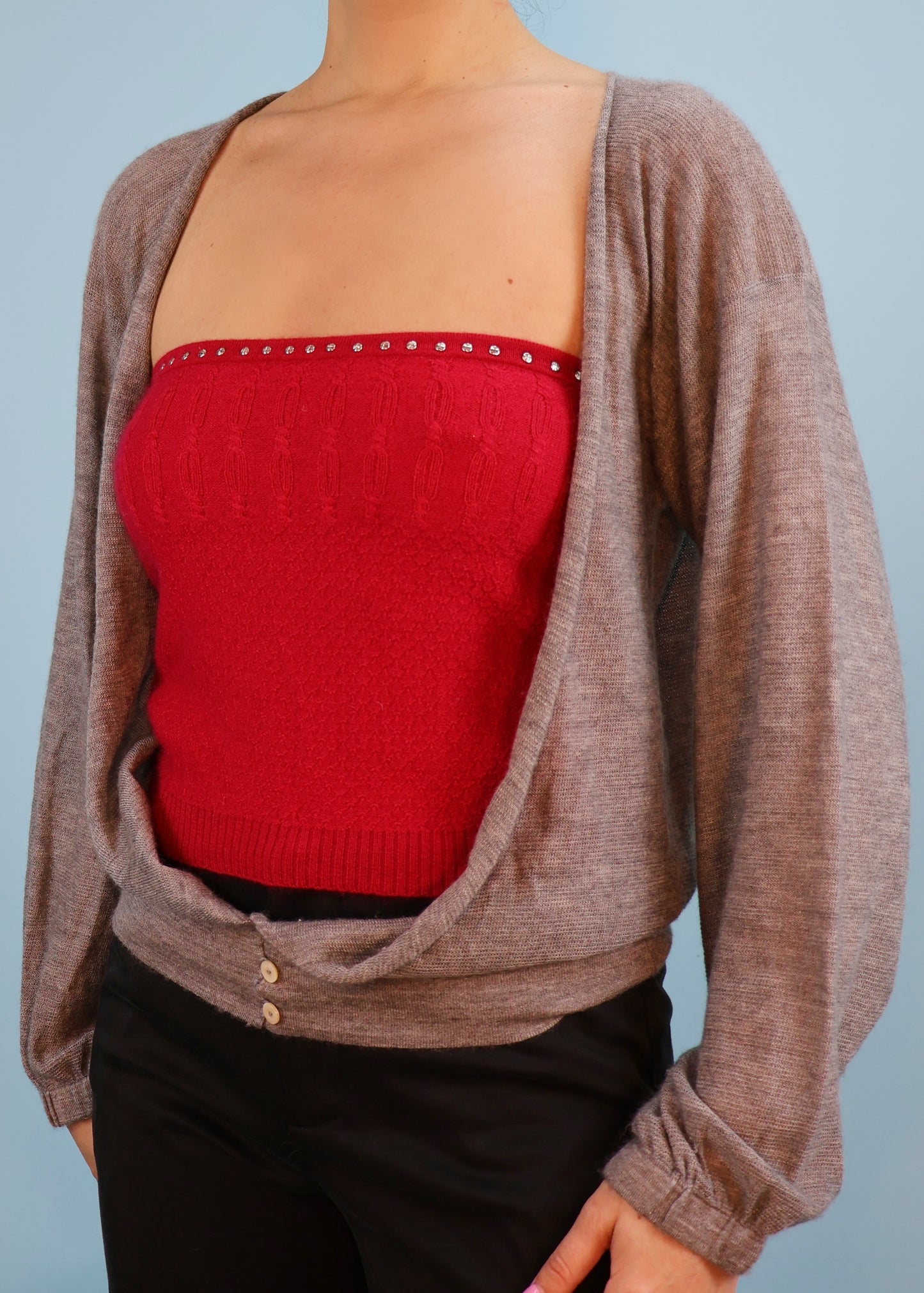 Chloé Fall 2003 Grey Cashmere Low Front Cardigan