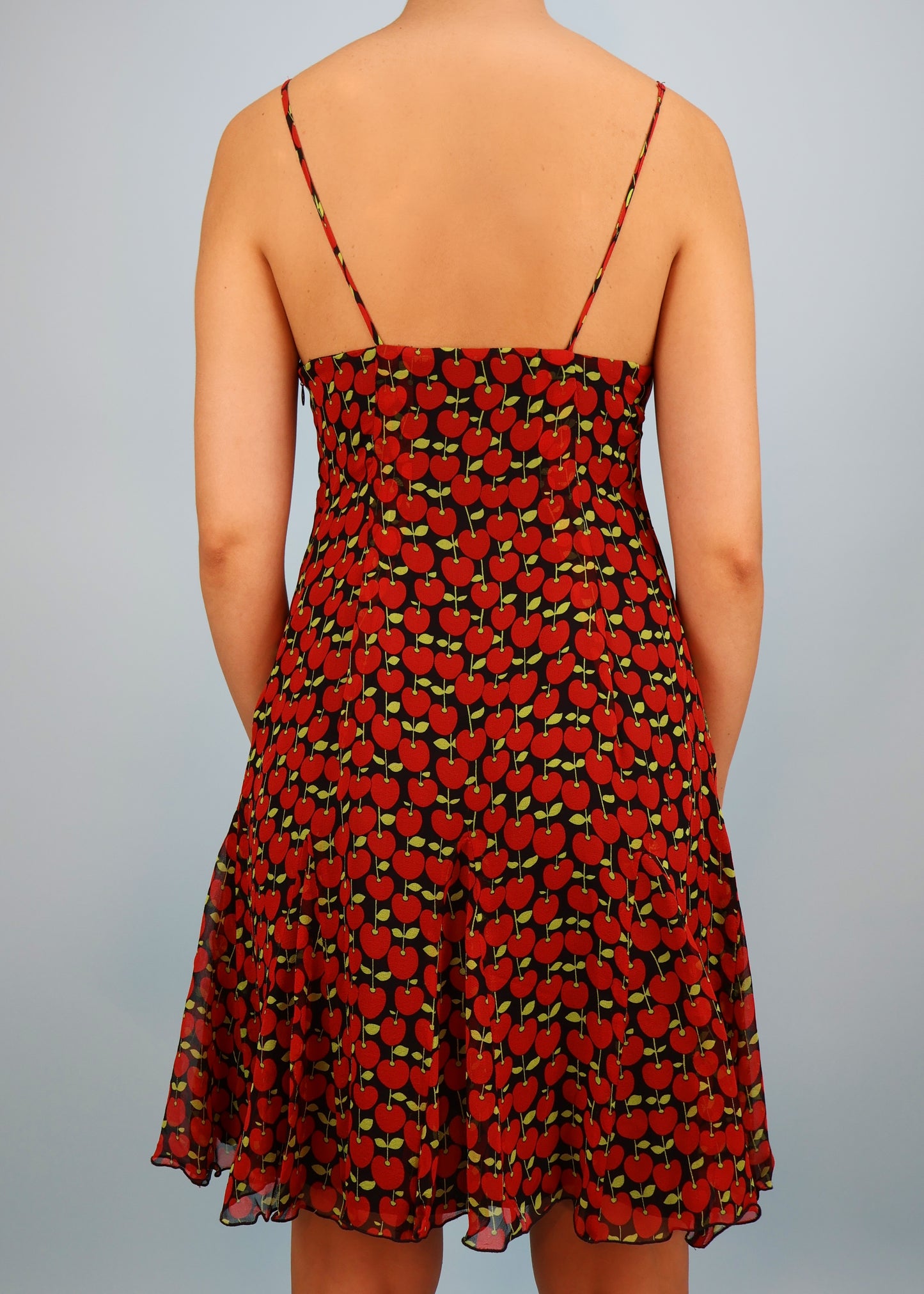 Anna Sui Cherry Print Silk Chiffon Dress