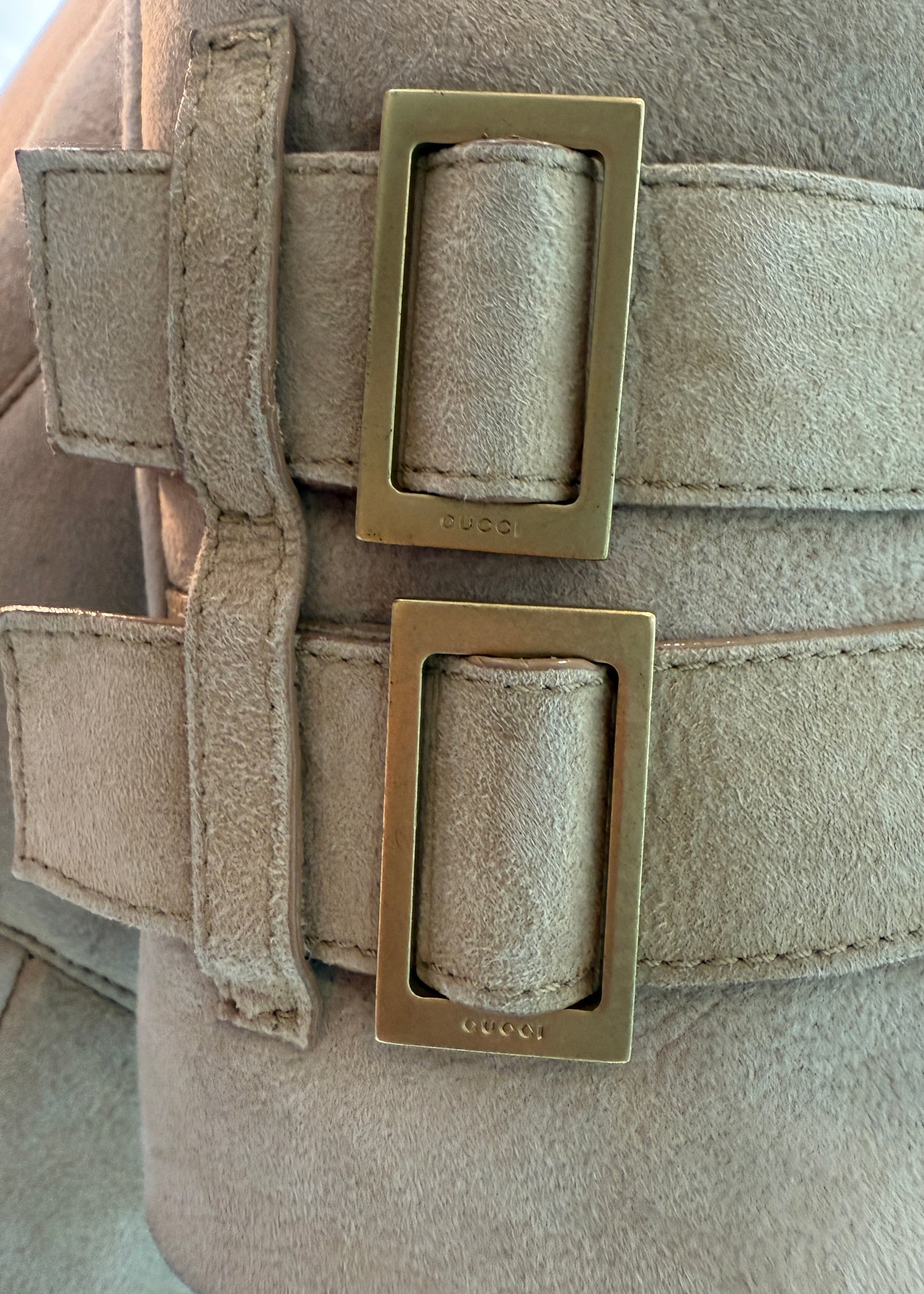 Gucci Fall 2003 Beige Shearling Suede Leather Jacket