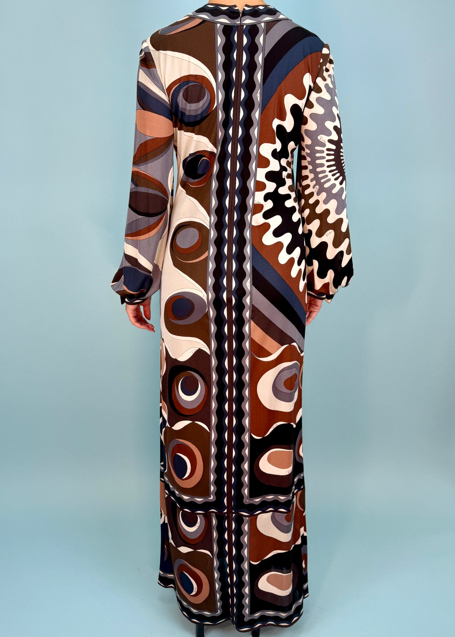 Emilio Pucci 1969 Brown Pattern Maxi Dress