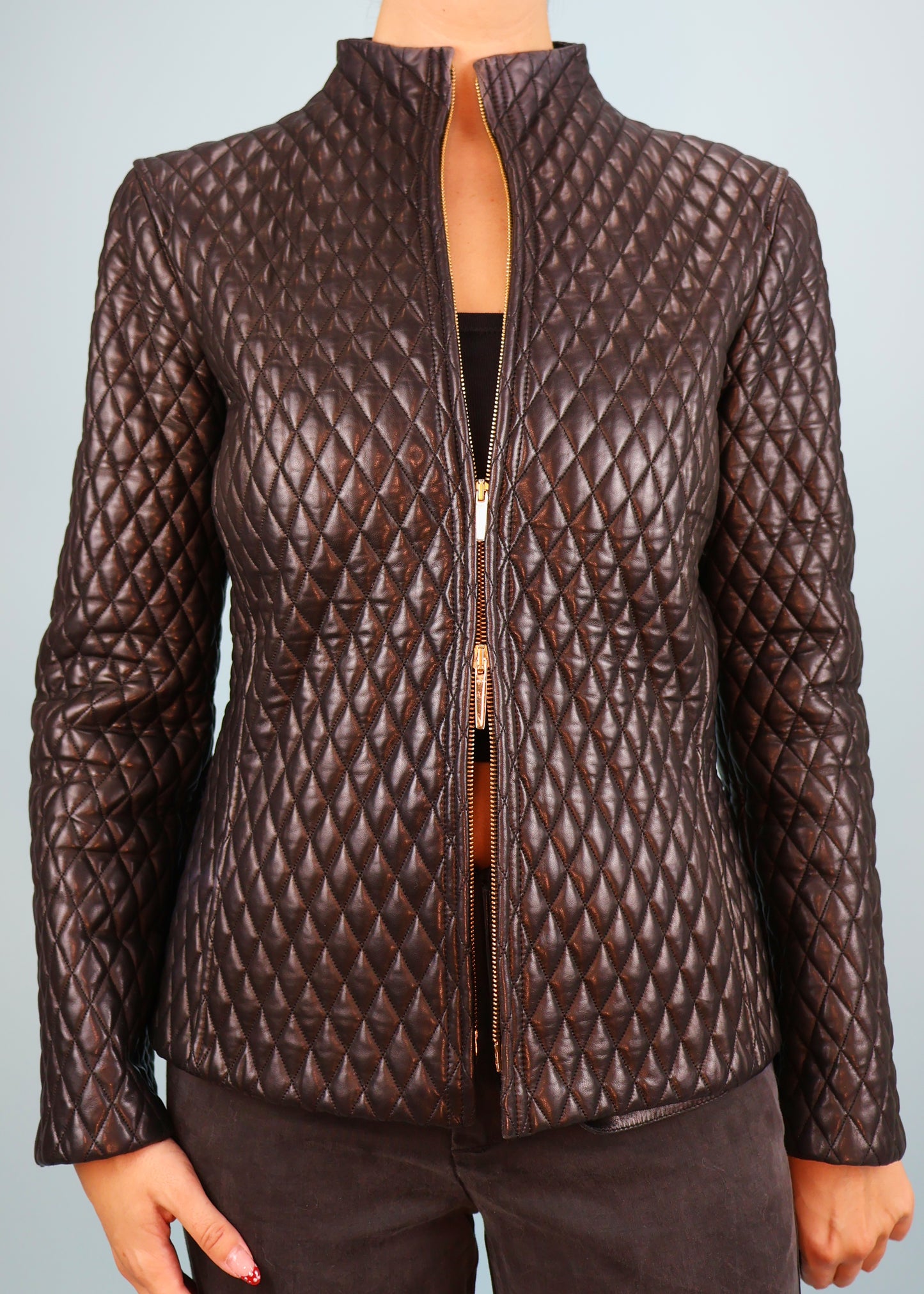 Gucci Fall 2000 Double Zip Quilted Black Leather Jacket