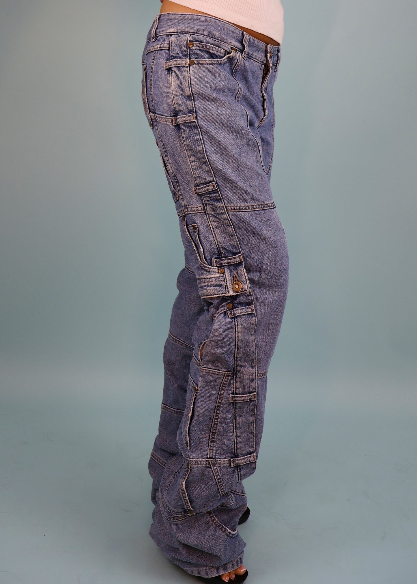 Alexander McQueen 2003 Multi Pockets Blue Denim Jeans