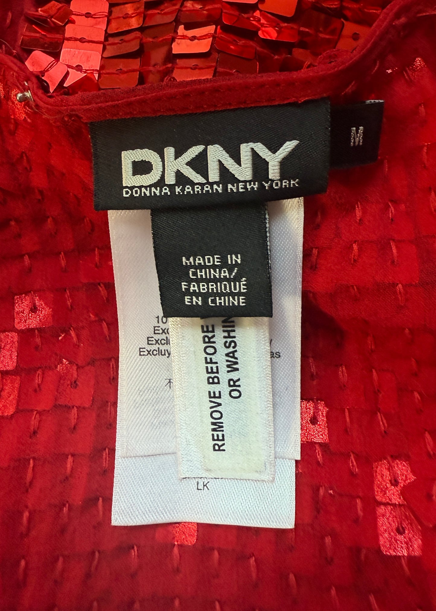 DKNY Red Sequin Embellished Open Back Top