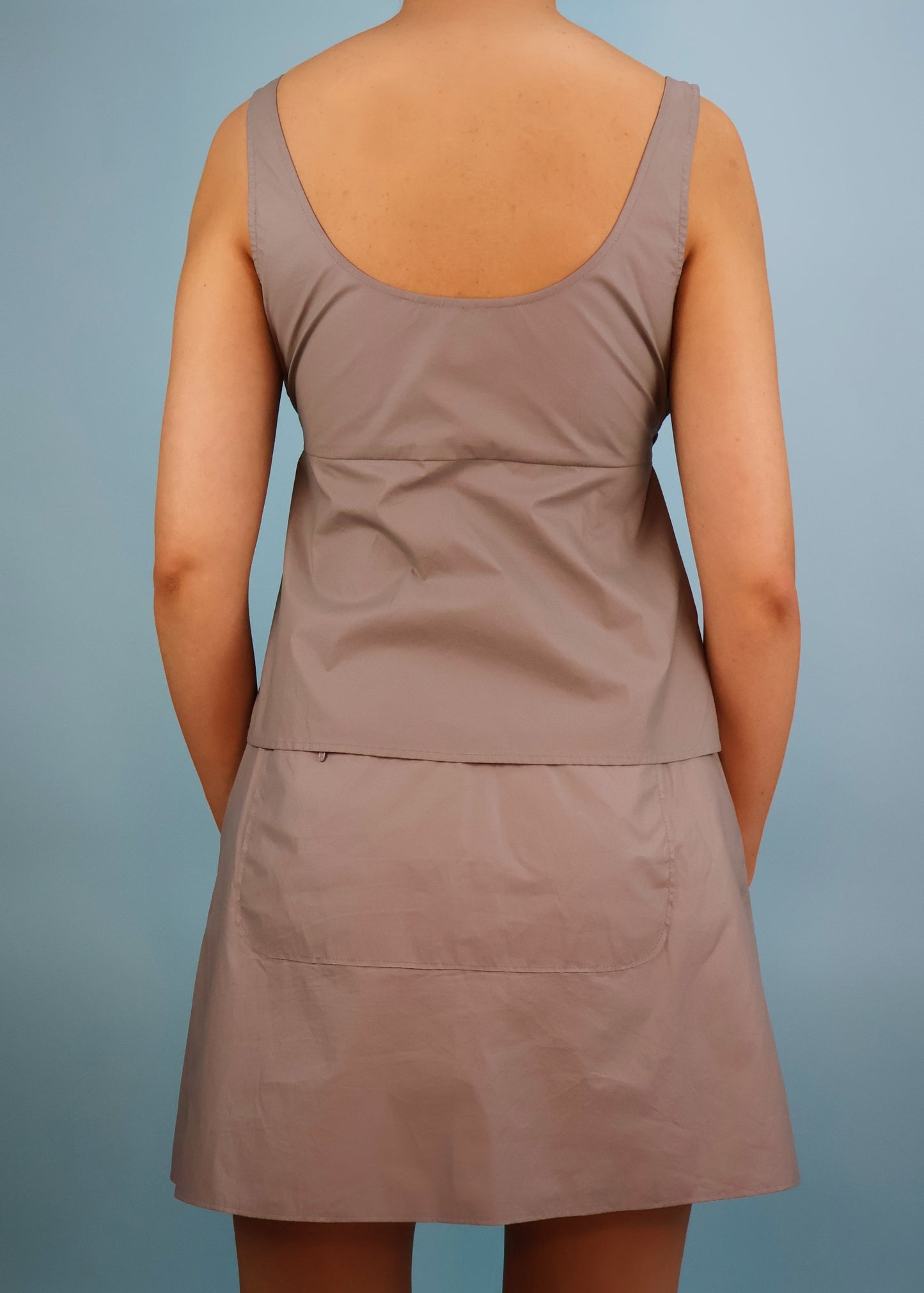 Miu Miu Spring 1999 Runway Grey Buckle Top & Skirt Set