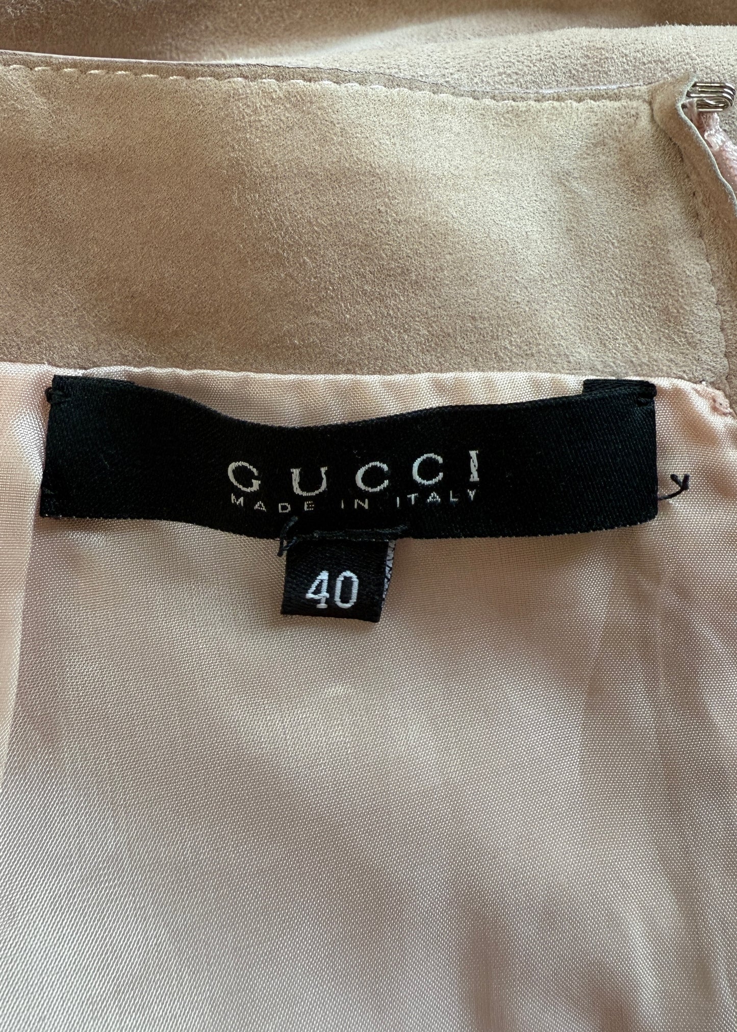 Gucci Pink Suede Leather Midi Skirt