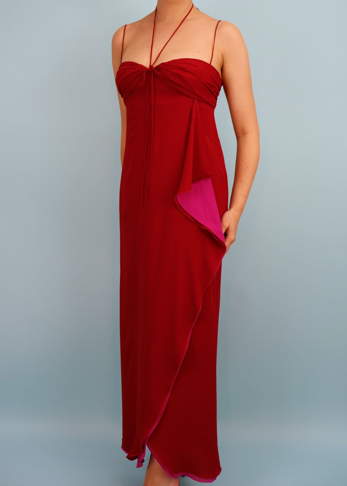 Emanuel Ungaro Red & Pink Silk Chiffon Gown