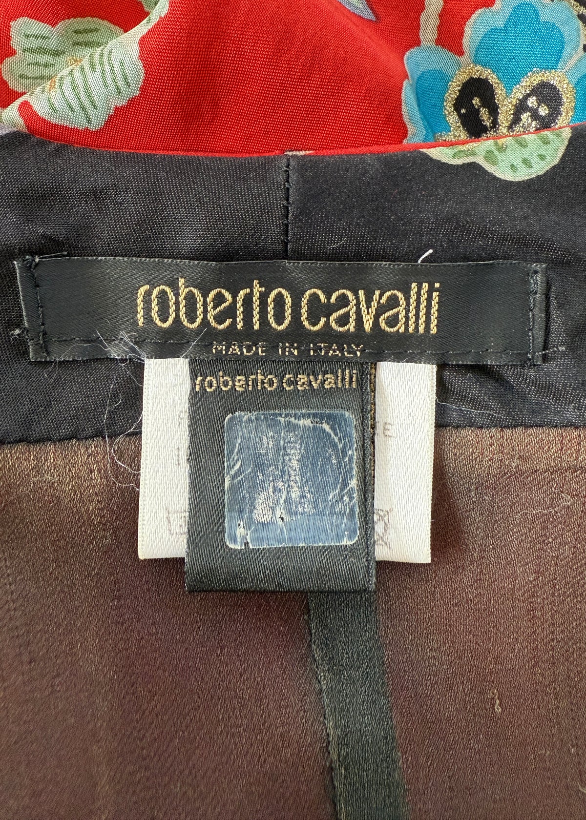 Roberto Cavalli Spring 2003 Red Silk Chinoiserie Print Kimono Jacket