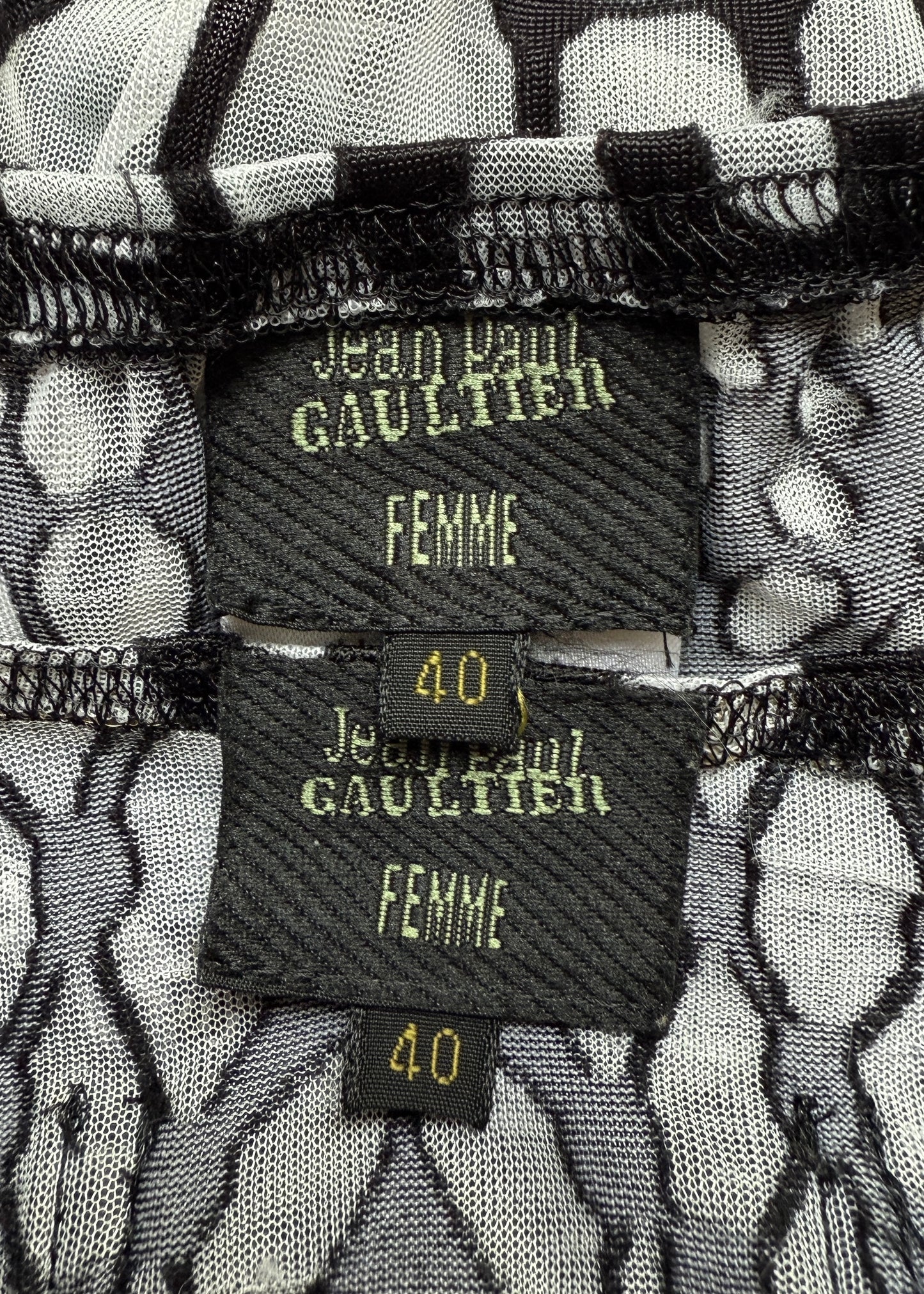 Jean Paul Gaultier Spring 2001 Runway Black Semi-Sheer Mesh Capri Pants & Top Set