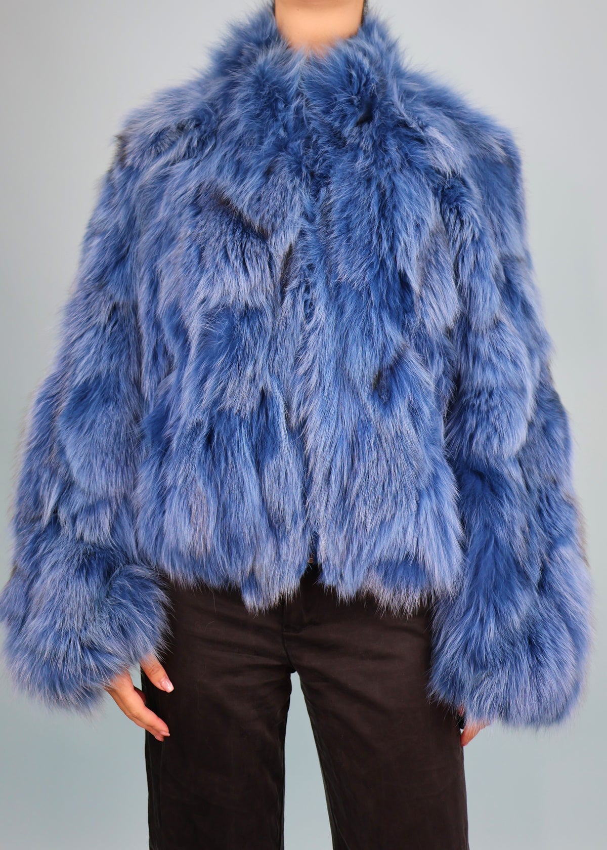Plein Sud Blue Fur Zip Up Jacket