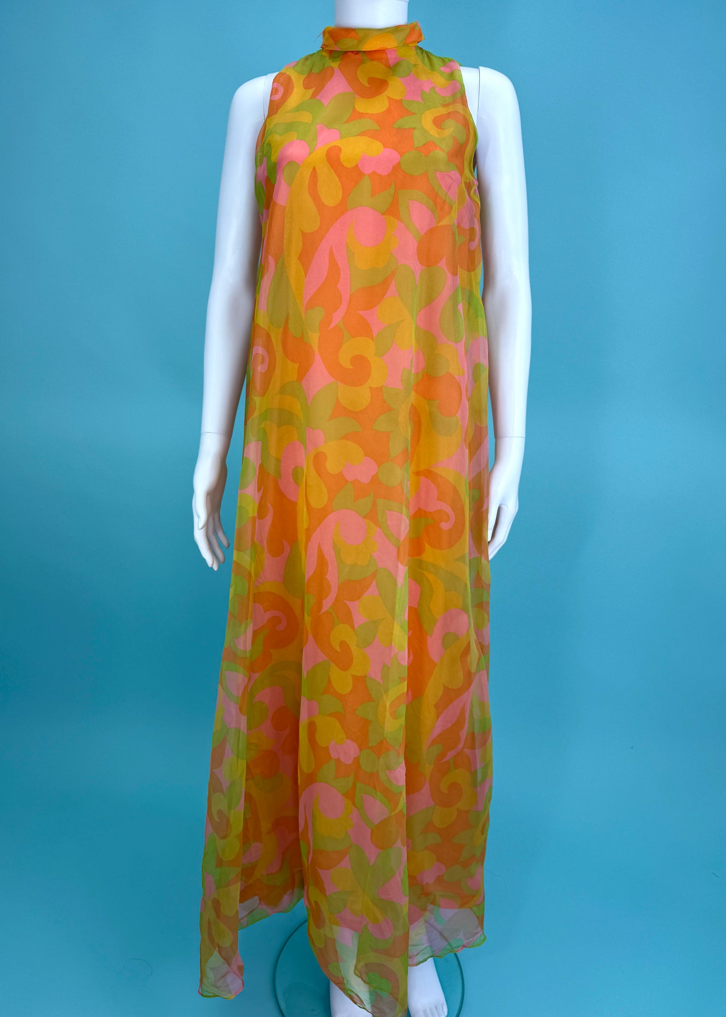 1960’s Psychadelic Swirl Trapeze Maxi Dress
