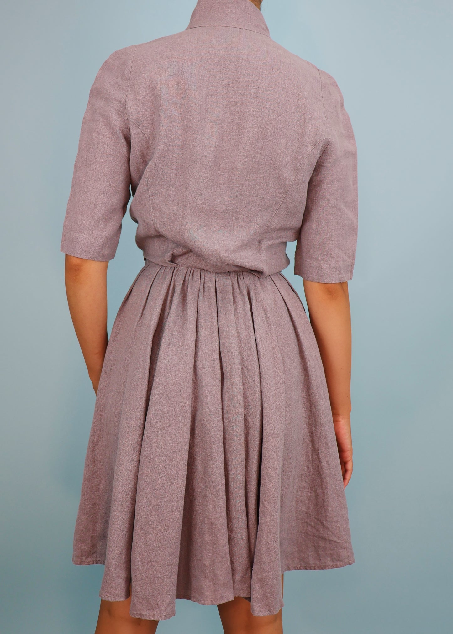 Thierry Mugler 1980s Grey Chambray Wrap Dress