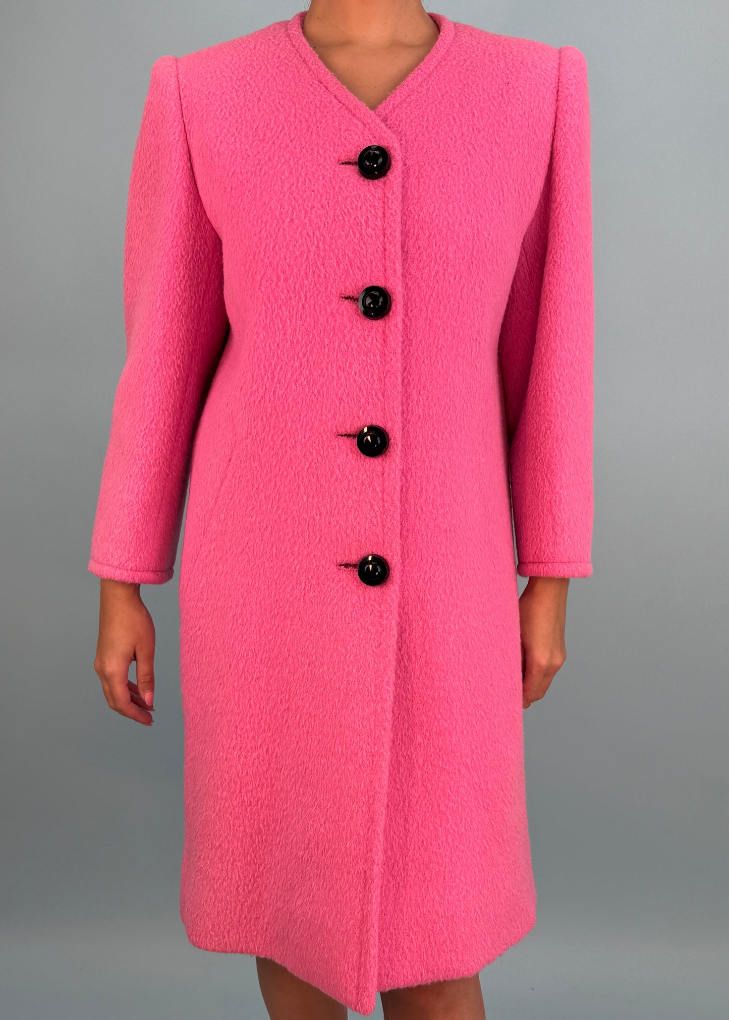Givenchy Haute Couture Fall 1985 Runway Pink Brushed Wool Jacket