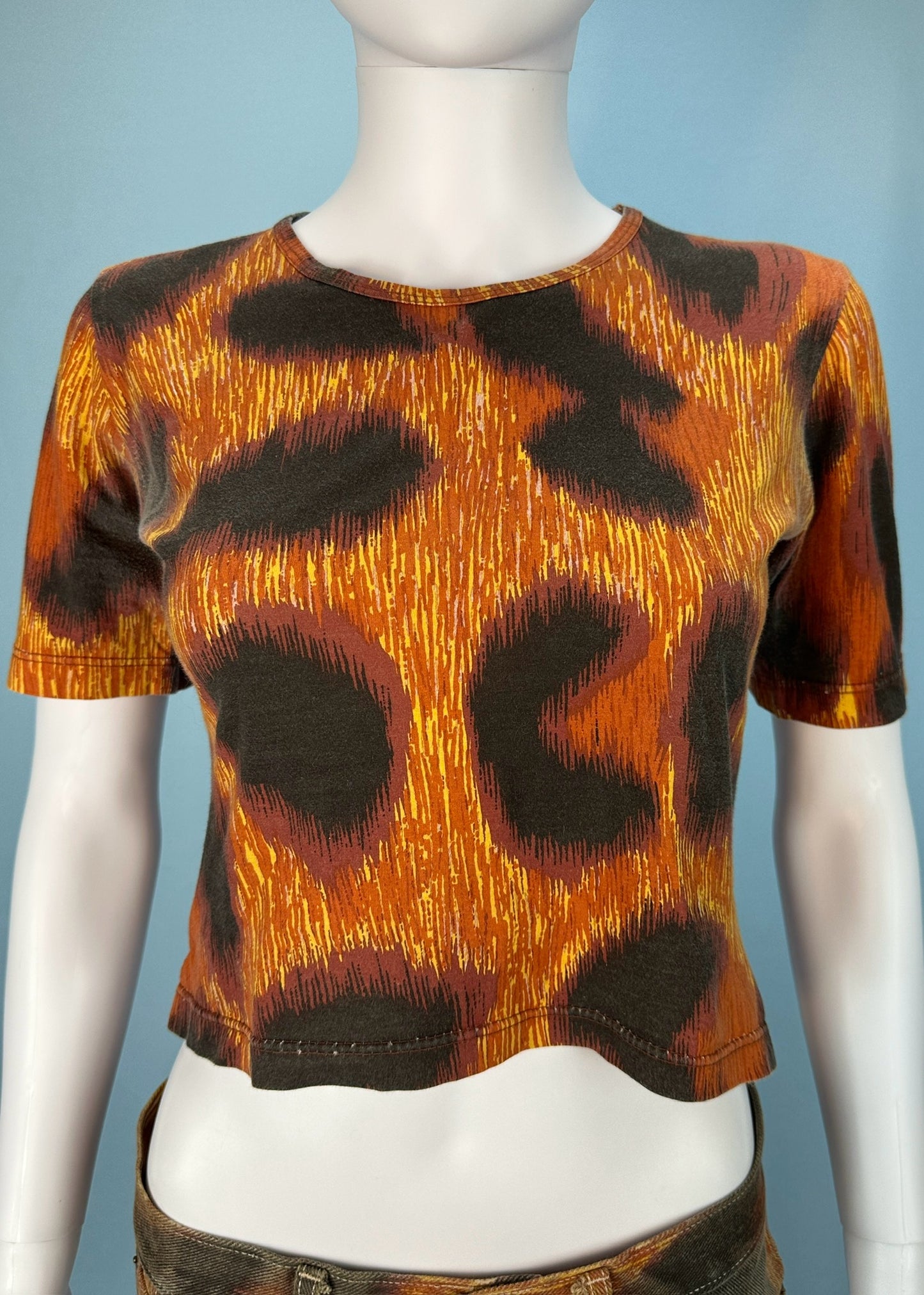 Vivienne Westwood Spring 1994 “Cafe Society” Runway Leopard Jeans & T Shirt Set