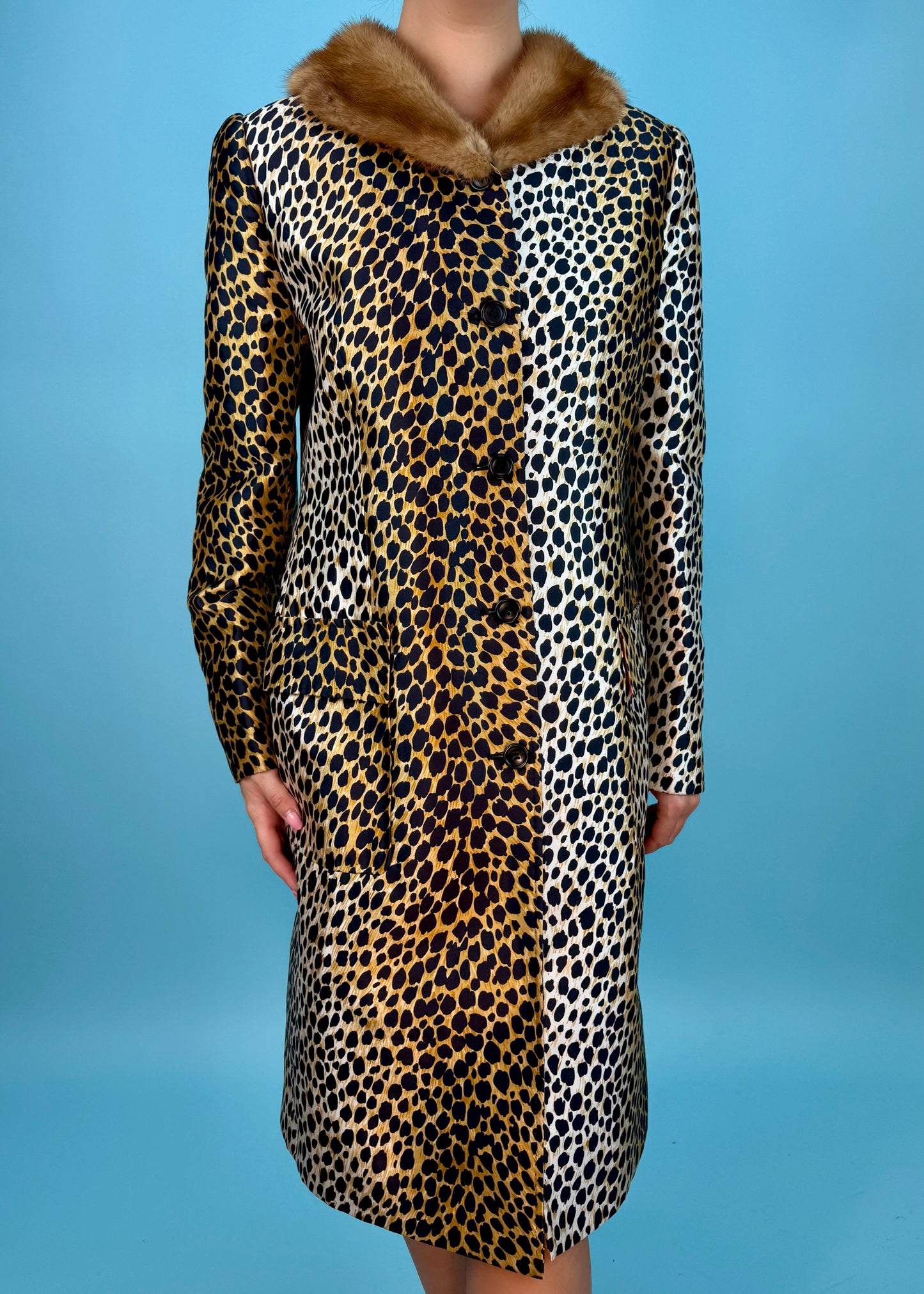 Dolce & Gabbana Mink Collar Leopard Print Jacket