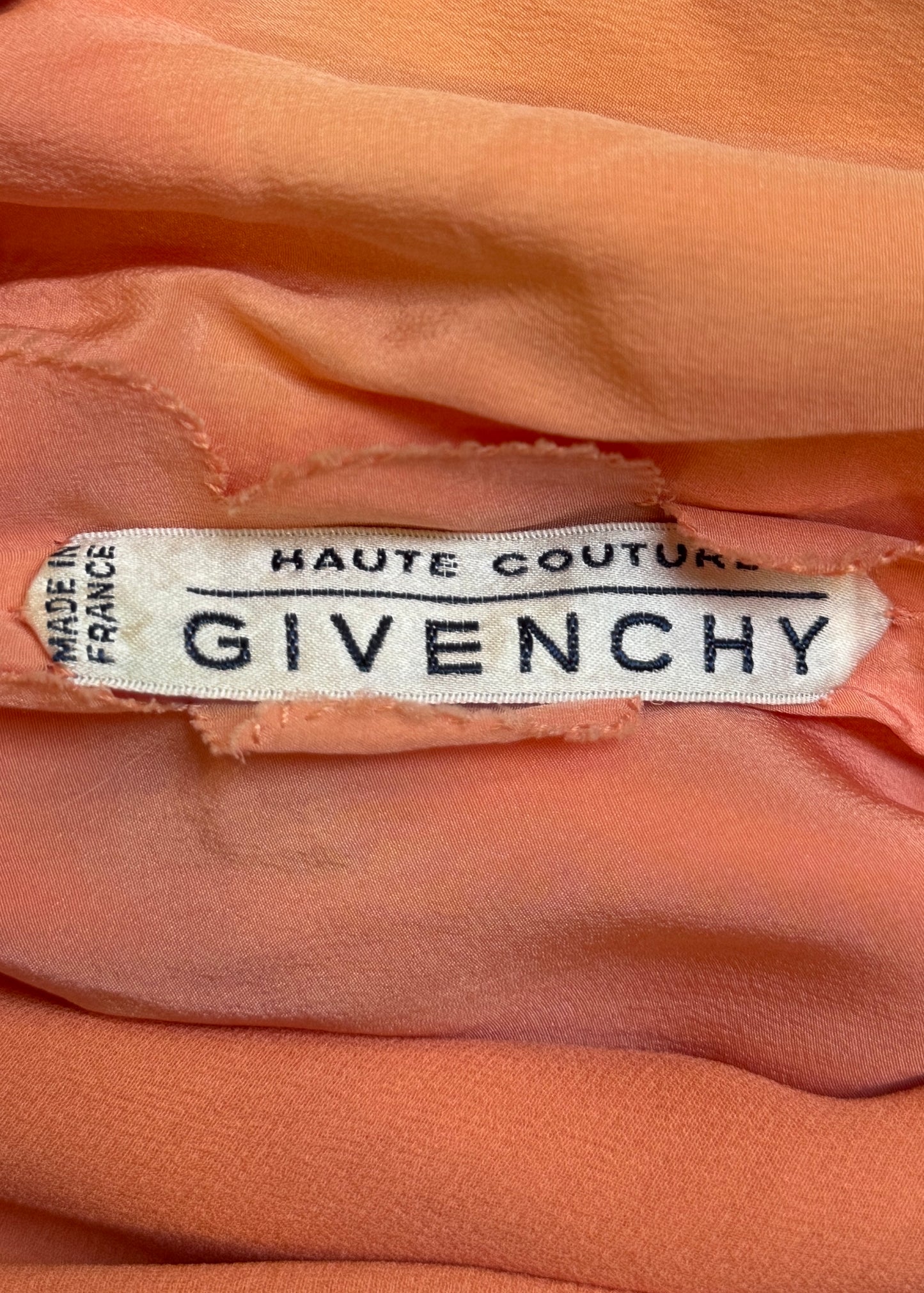 Givenchy Haute Couture Spring 1997 Peach Asymmetric Silk Dress & Shawl