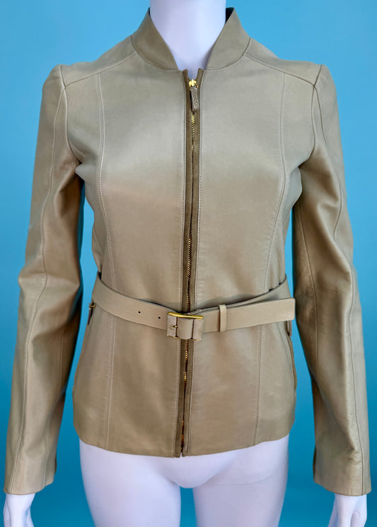 Gucci Spring 2012 Beige Belted Leather Jacket